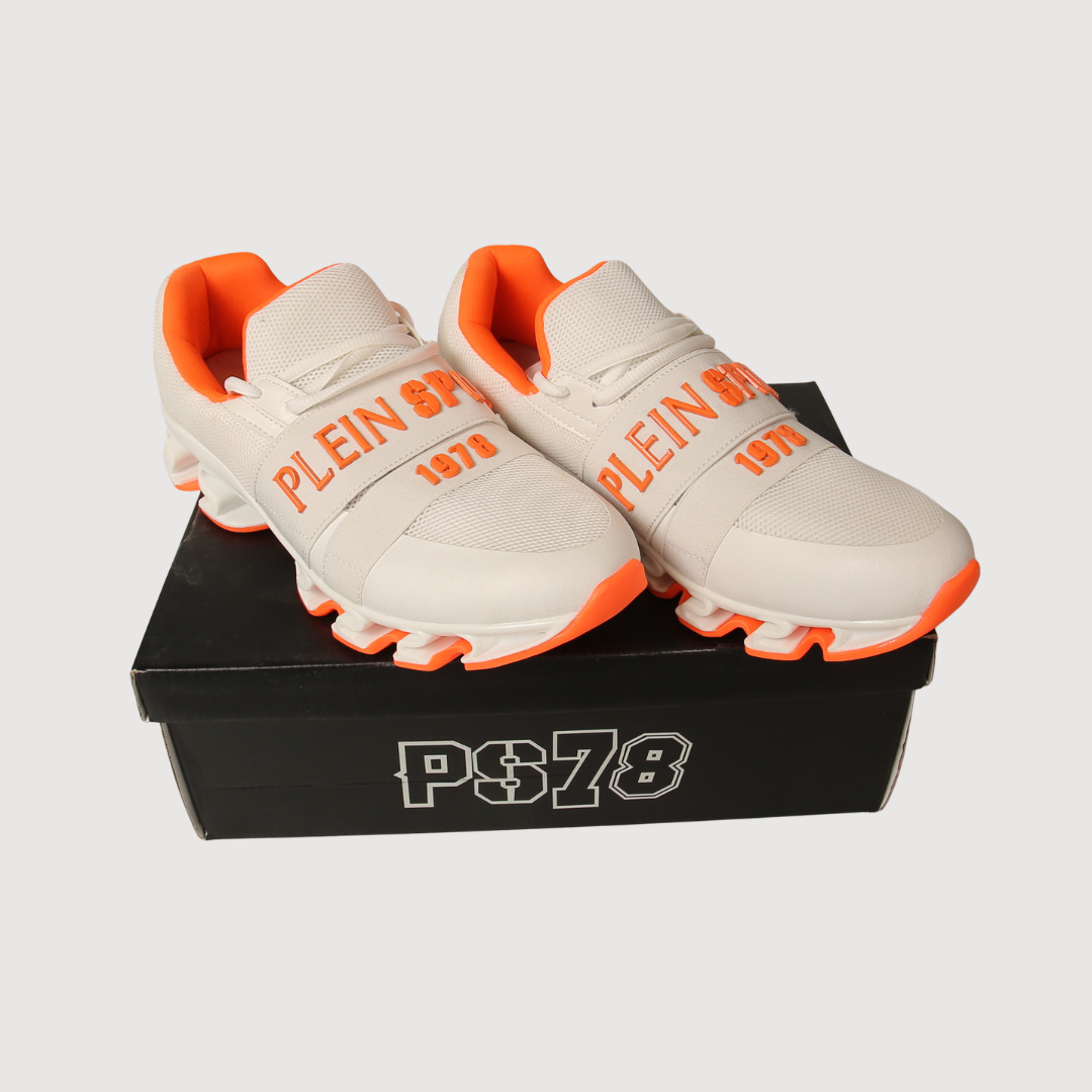 SNEAKERS, Philip Plein, Sport Tape Logo, vita/orange, strl 43.