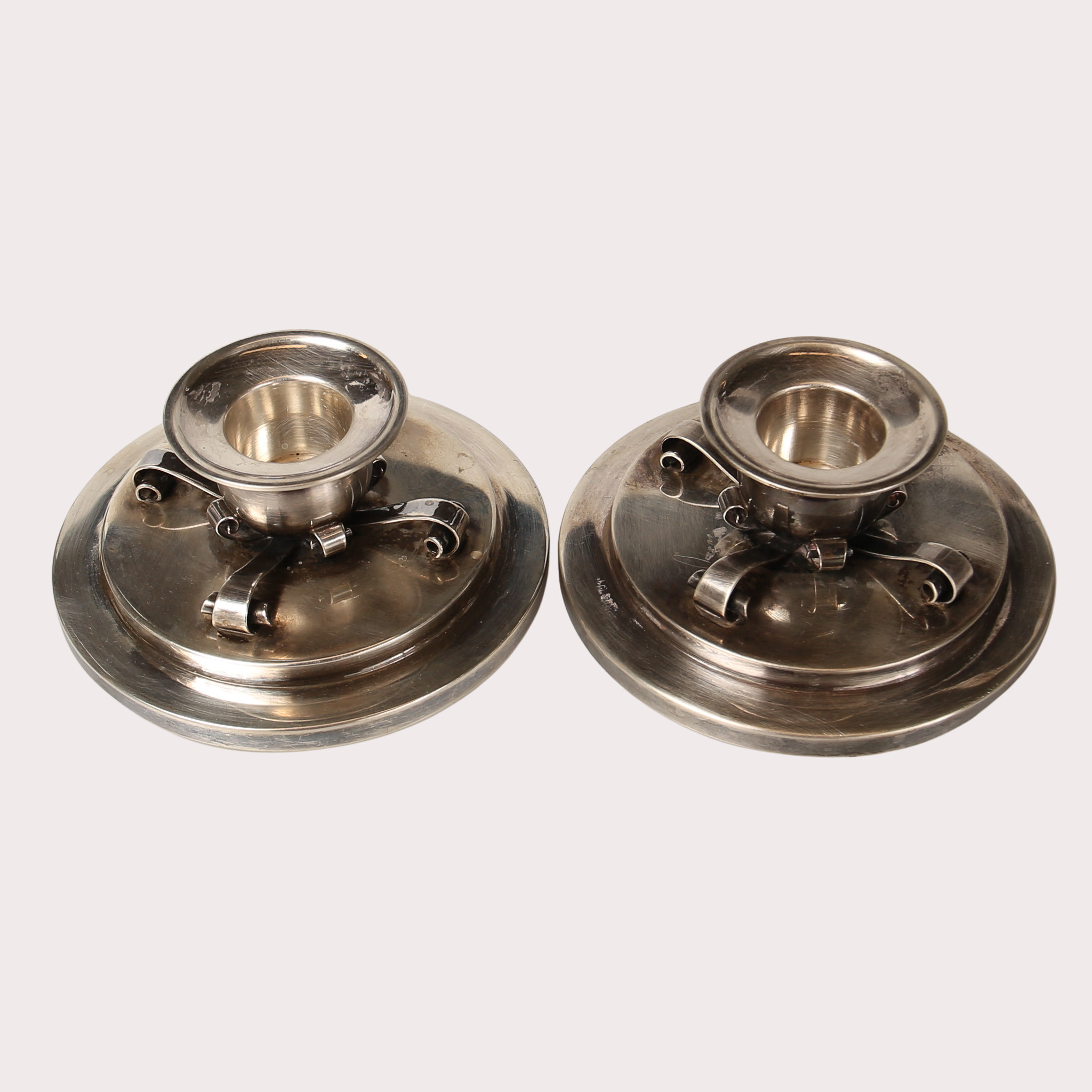 LJUSSTAKAR silver, Rich Jörgensen Danmark, ett par, 1930- tal.