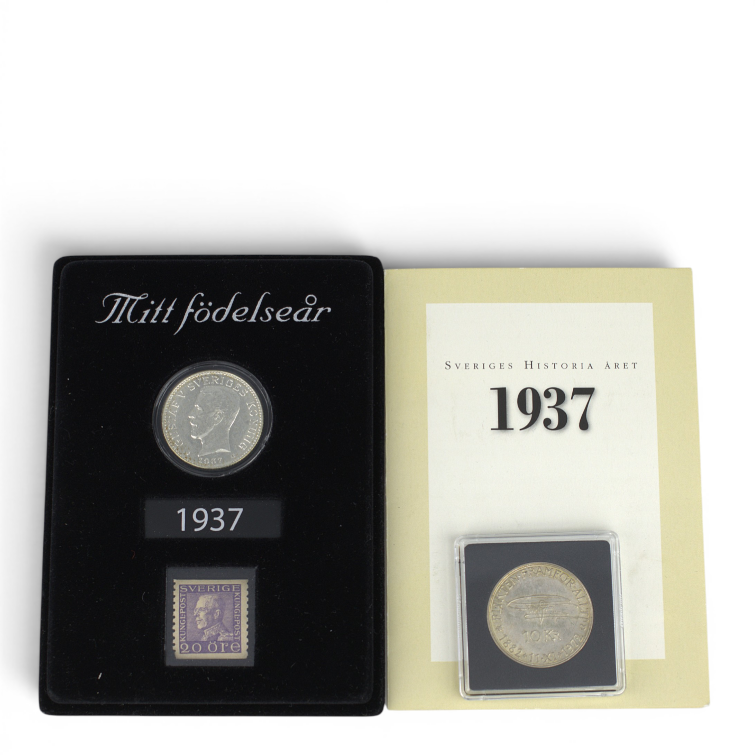 MYNT, 2 st. 1937 och 1972, ocirkulerade, i plastfodral.