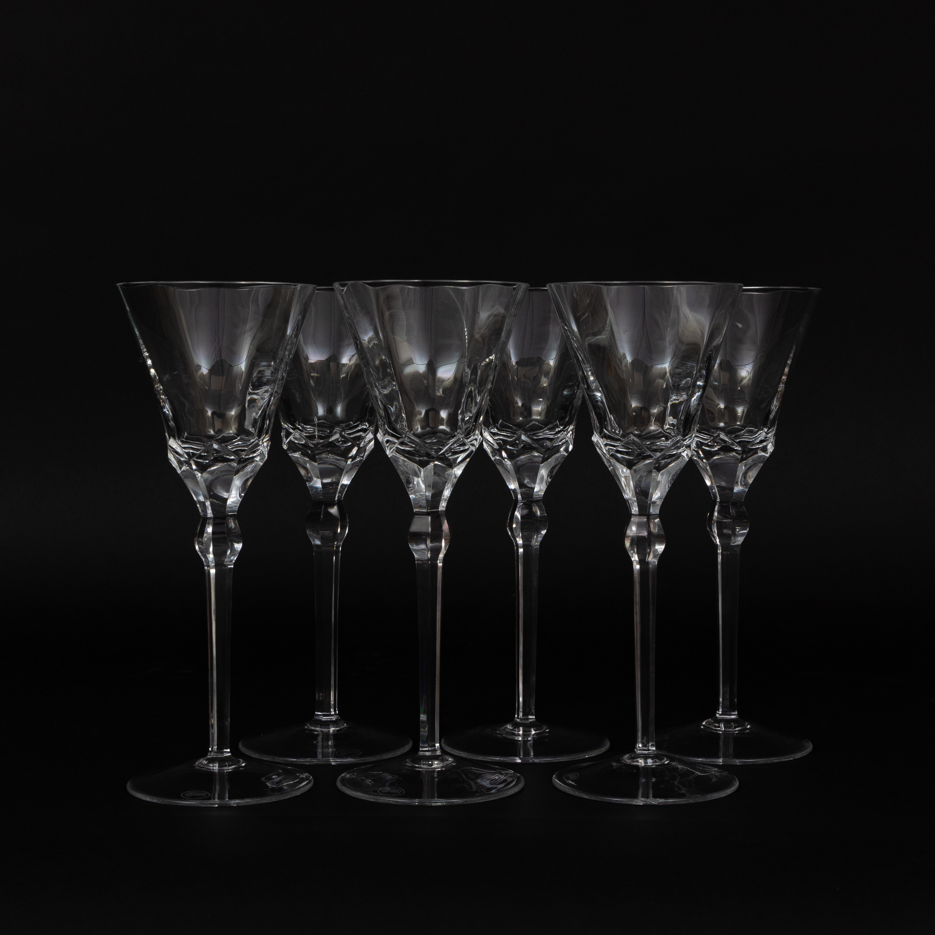 VINGLAS, 6 st, optikblåst kristallglas, Moser, Karlsbad.