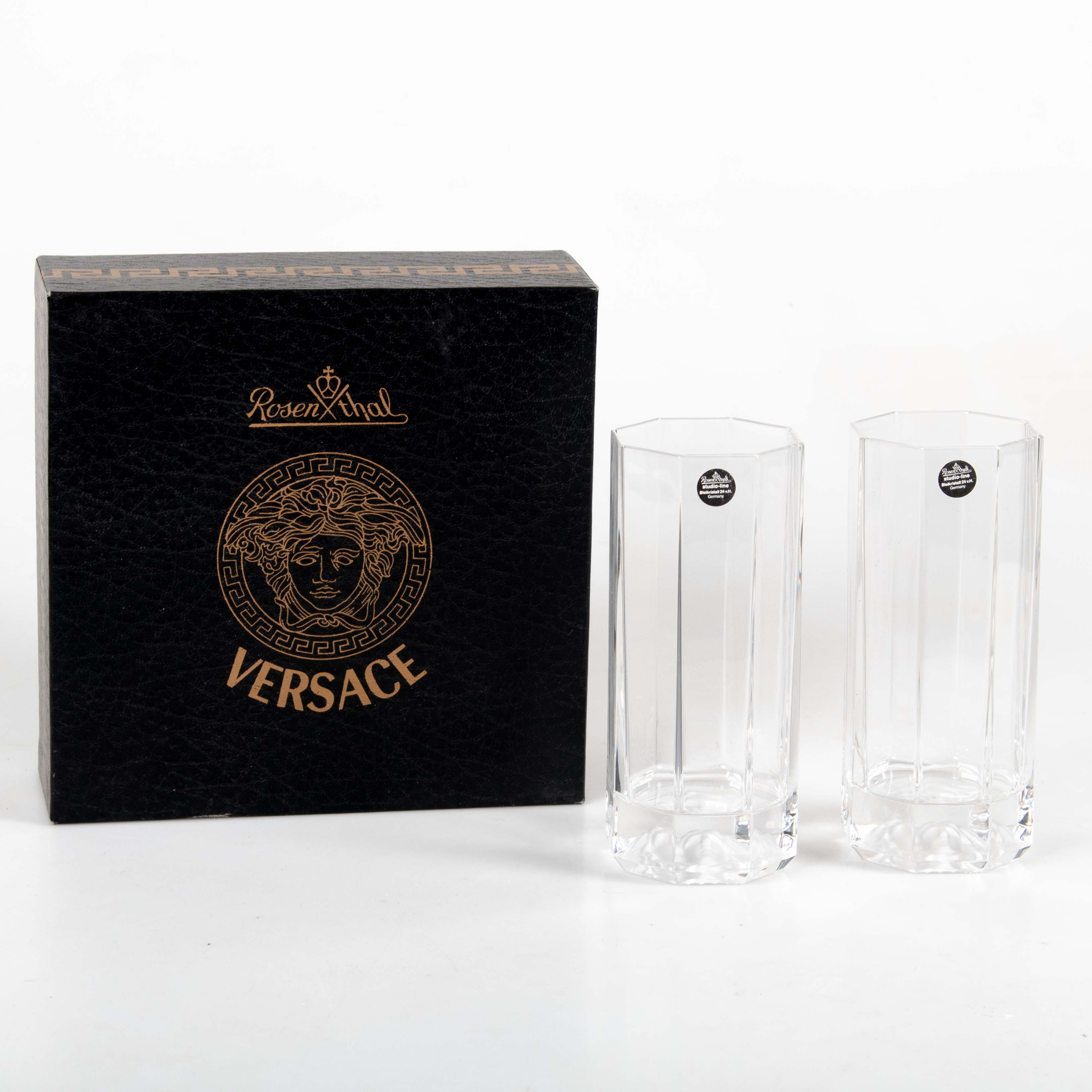 GIANNI VERSACE. HIGHBALLGLAS, TVÅ STYCKEN, "MEDUSA", ROSENTHAL.