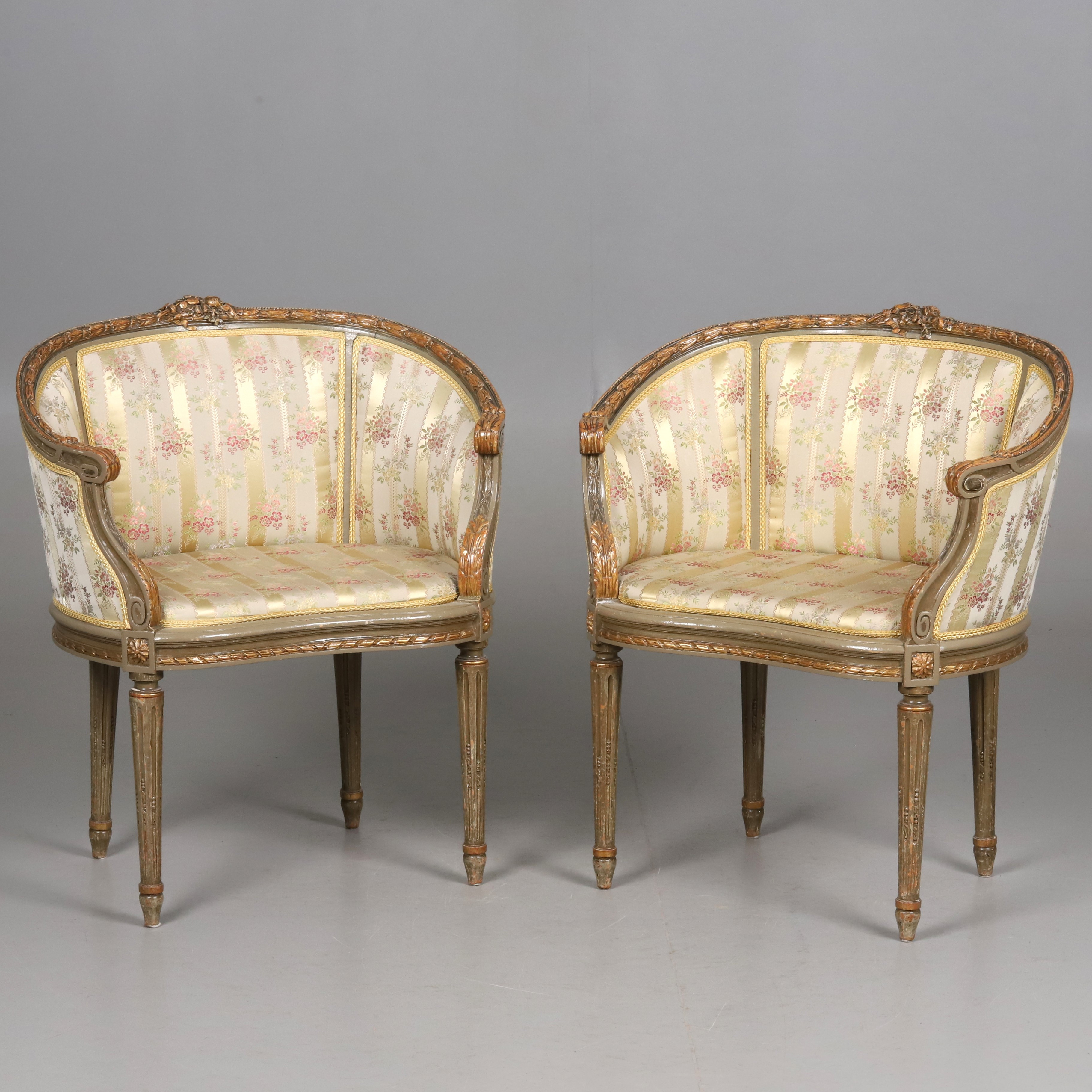 BALJFÅTÖLJ, ett par, Louis XVI stil, 1900-talets första del.