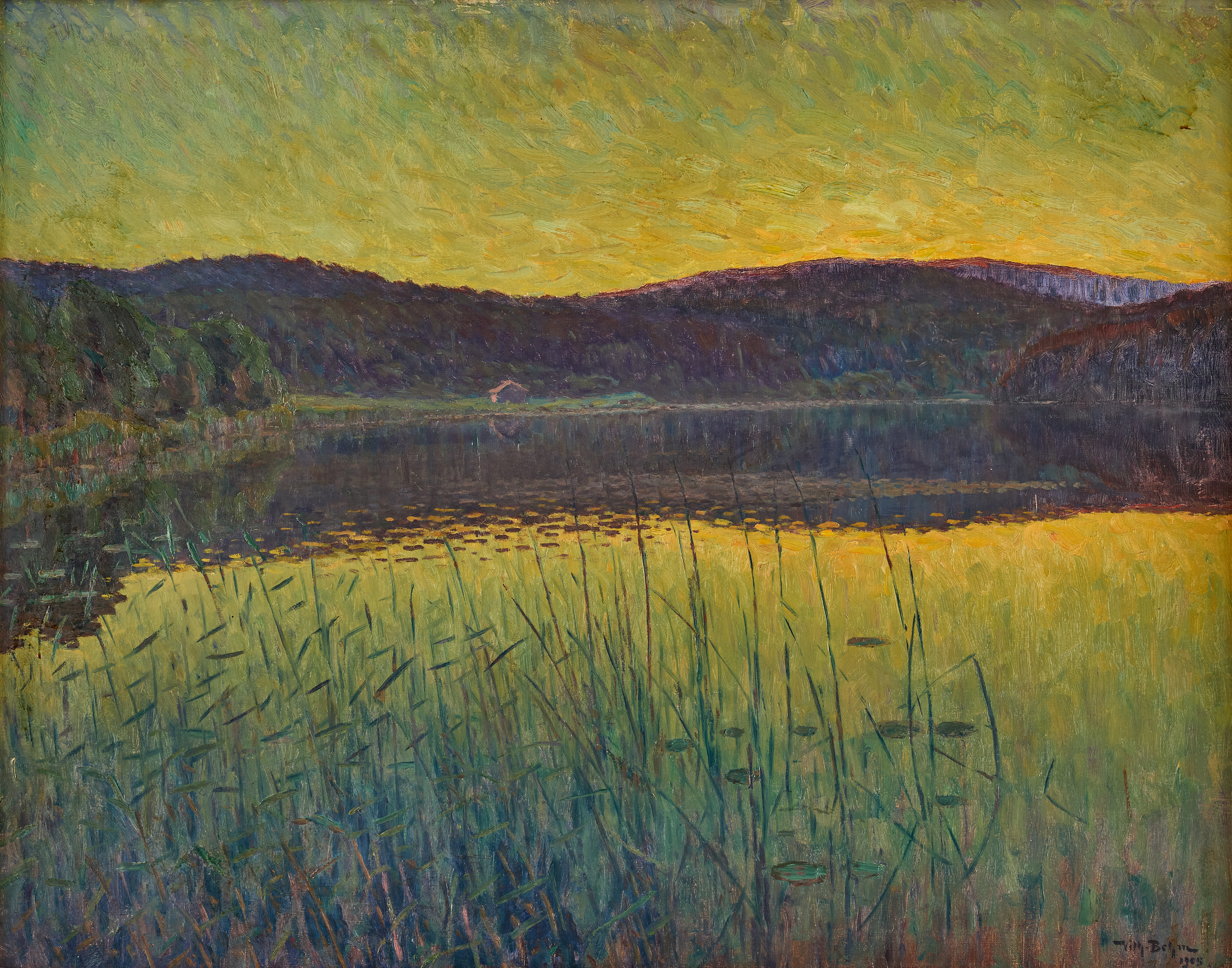 VILHELM BEHM. Skymningslandskap.