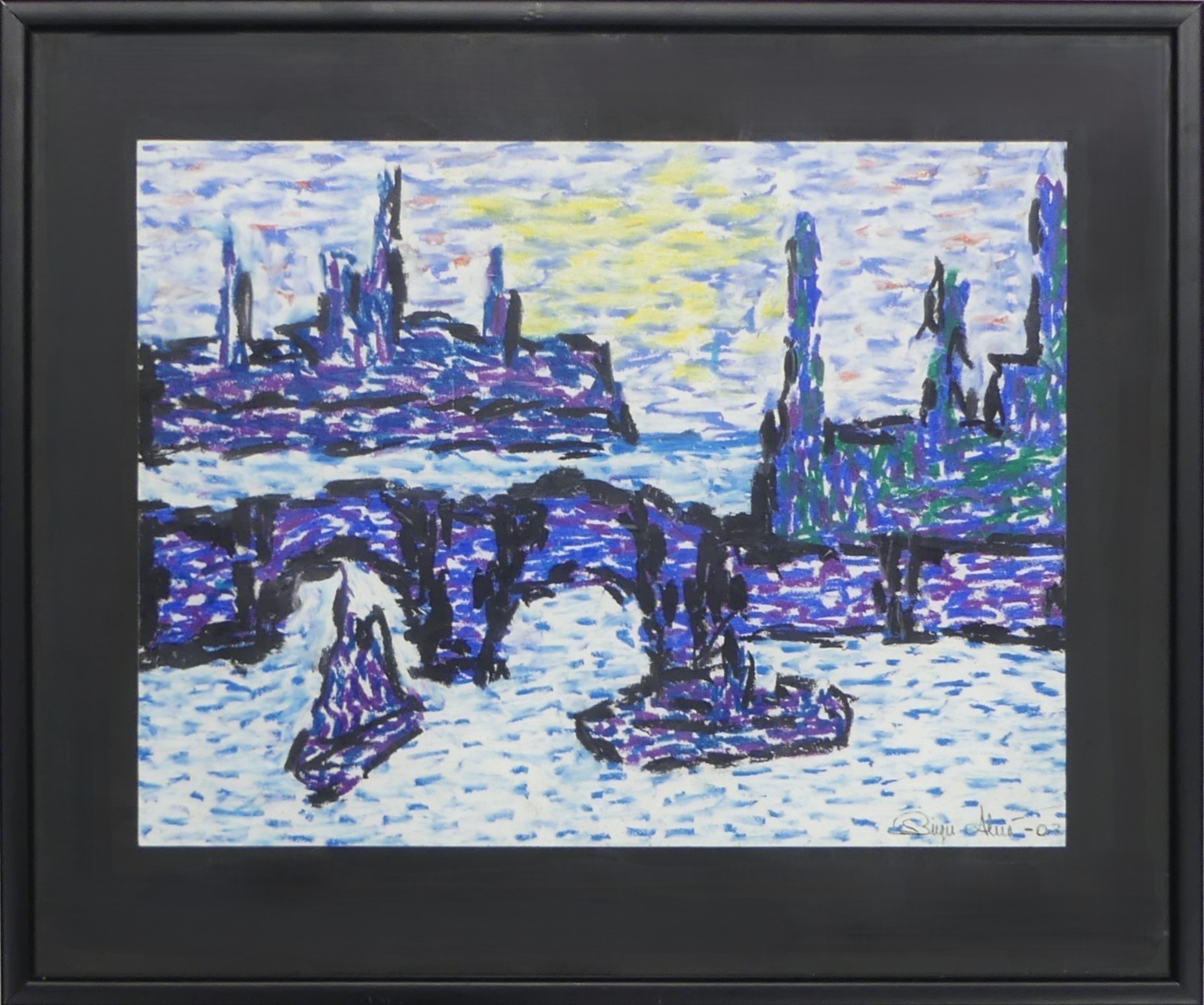 BIRGER ALSIÖ. oljepastell, "Seine Paris", signerad -03.