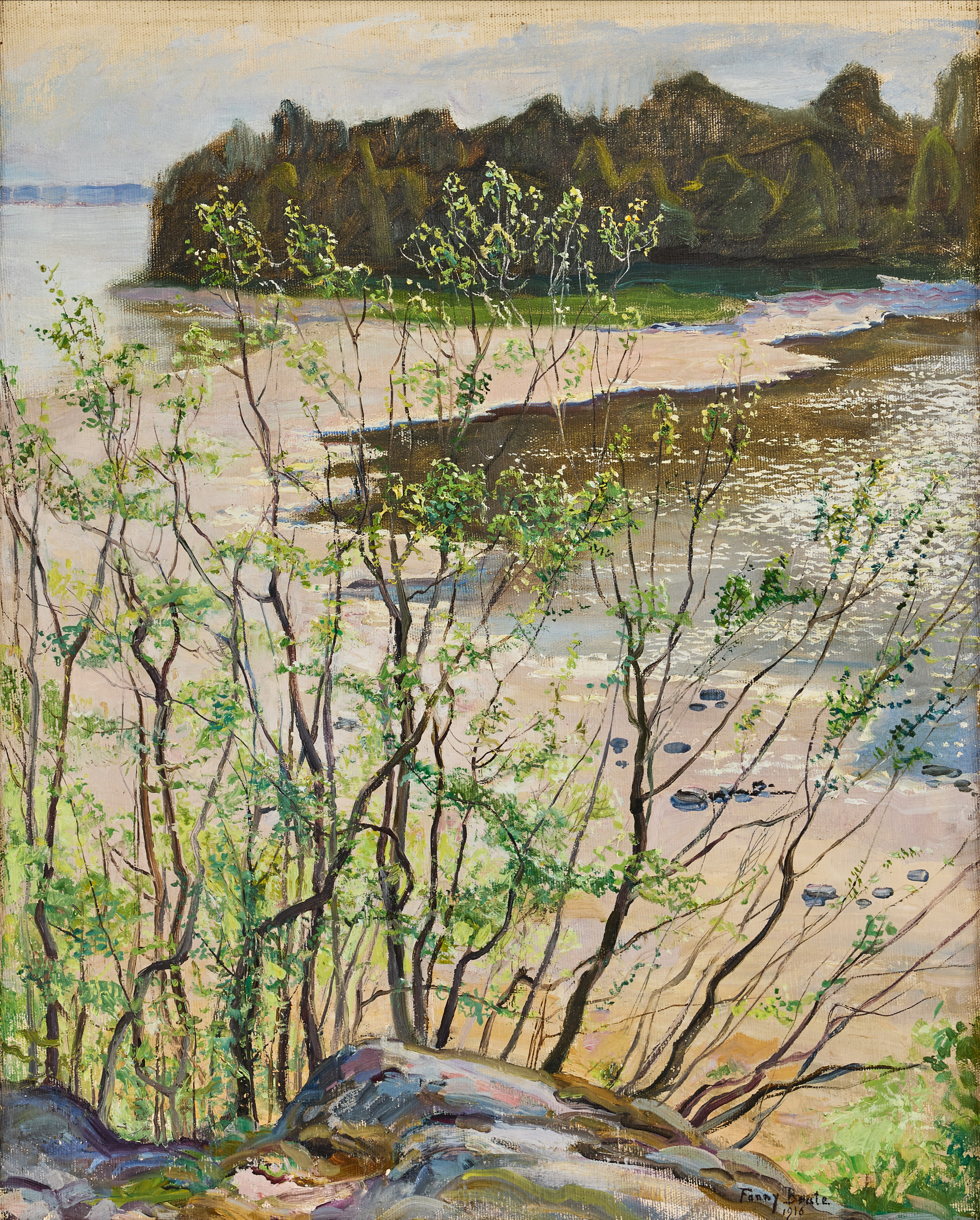 FANNY BRATE (1861-1940). "Vårlandskap".