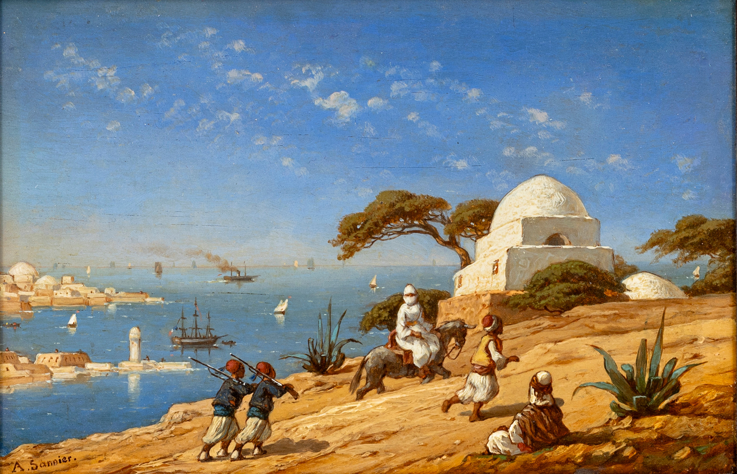 OIDENTIFIERAD KONSTNÄR. Motiv från Algeriet, olja på pannå, signerad A. Sannier.