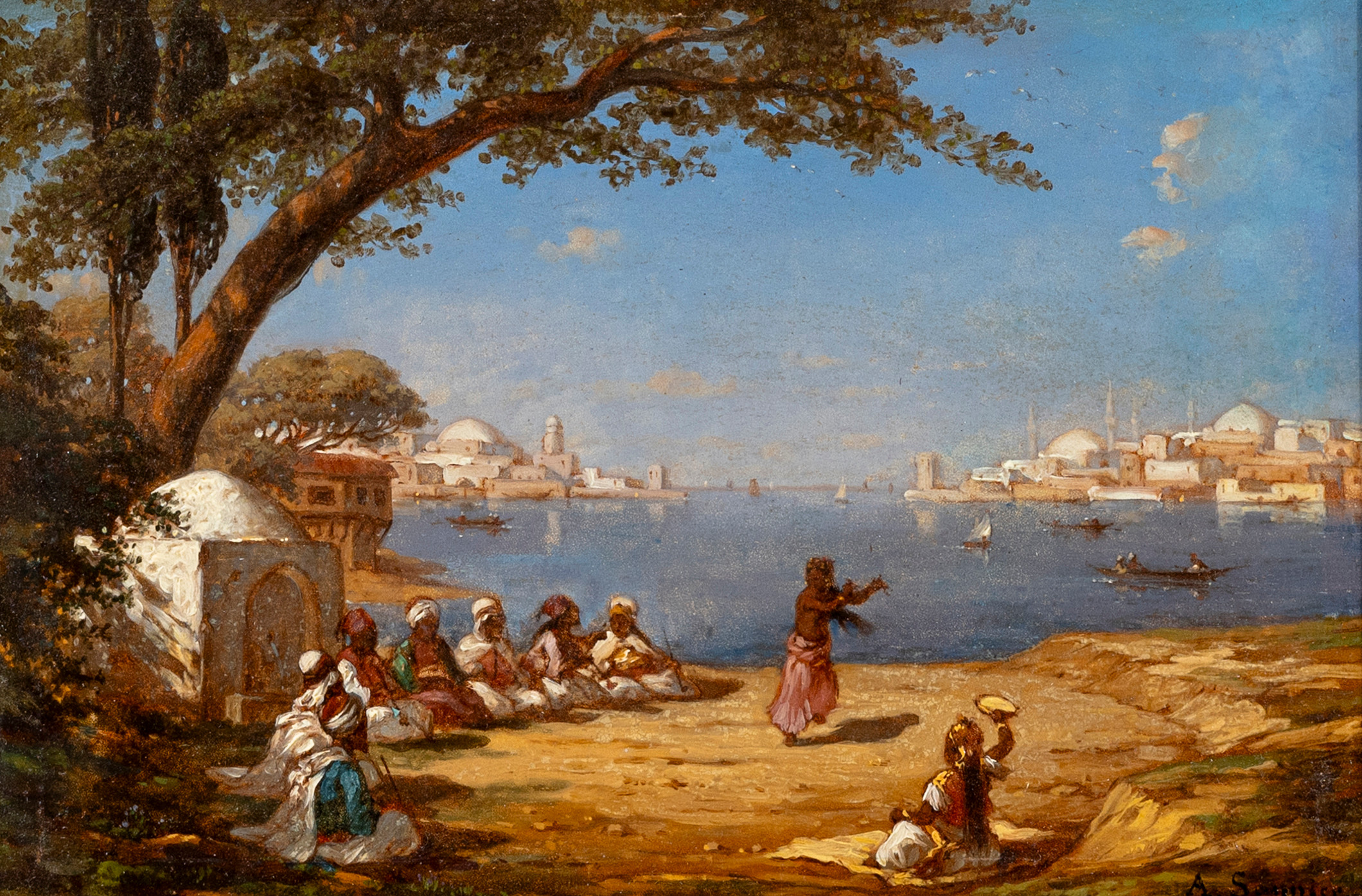 OIDENTIFIERAD KONSTNÄR. Motiv från Algeriet, olja på pannå, signerad A. Sannier.