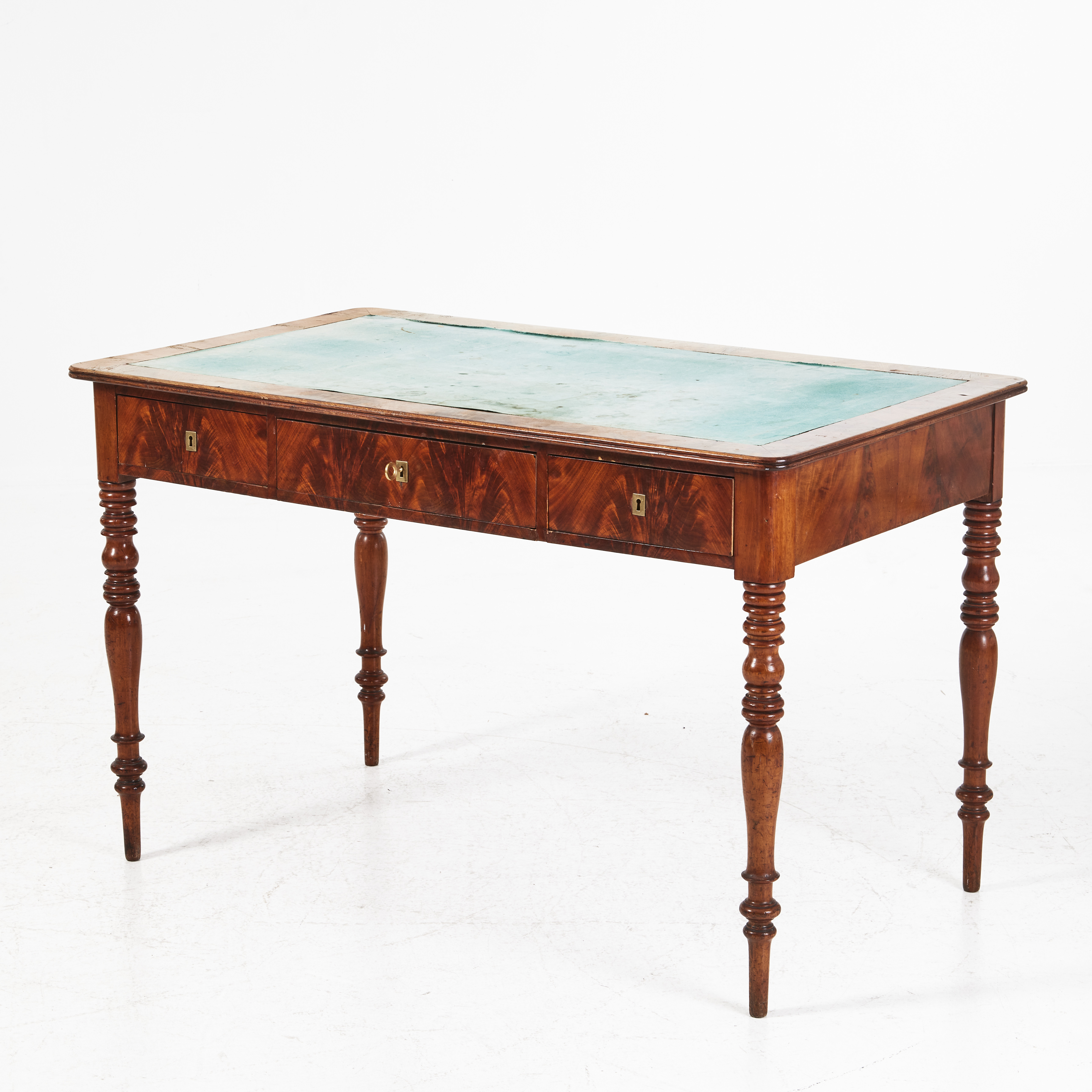 SKRIVBORD, Karl Johan, 1800-talets andra kvartal, fanerad och massiv mahogny.