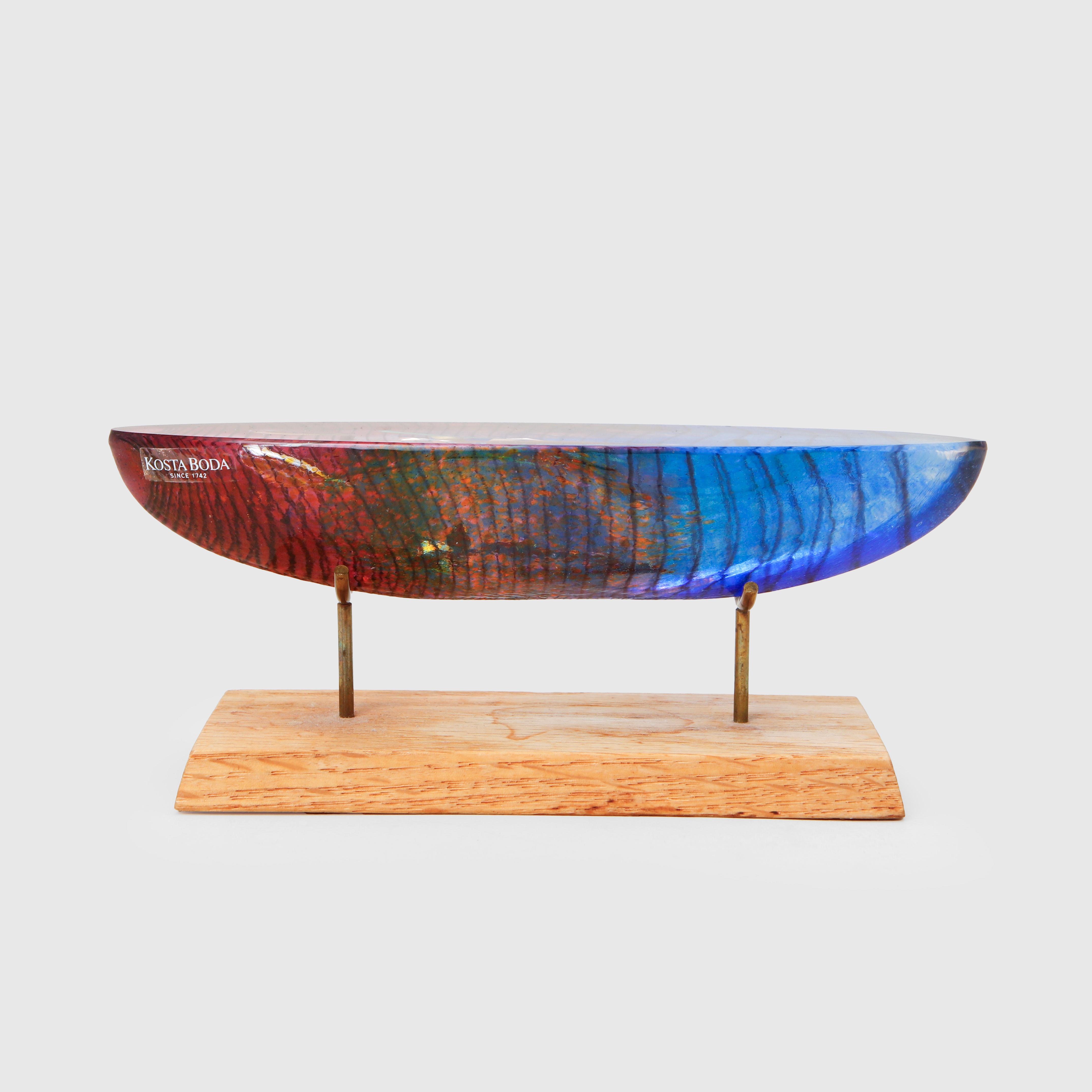 BERTIL VALLIEN. Skulptur, båt, glas, Kosta Boda.