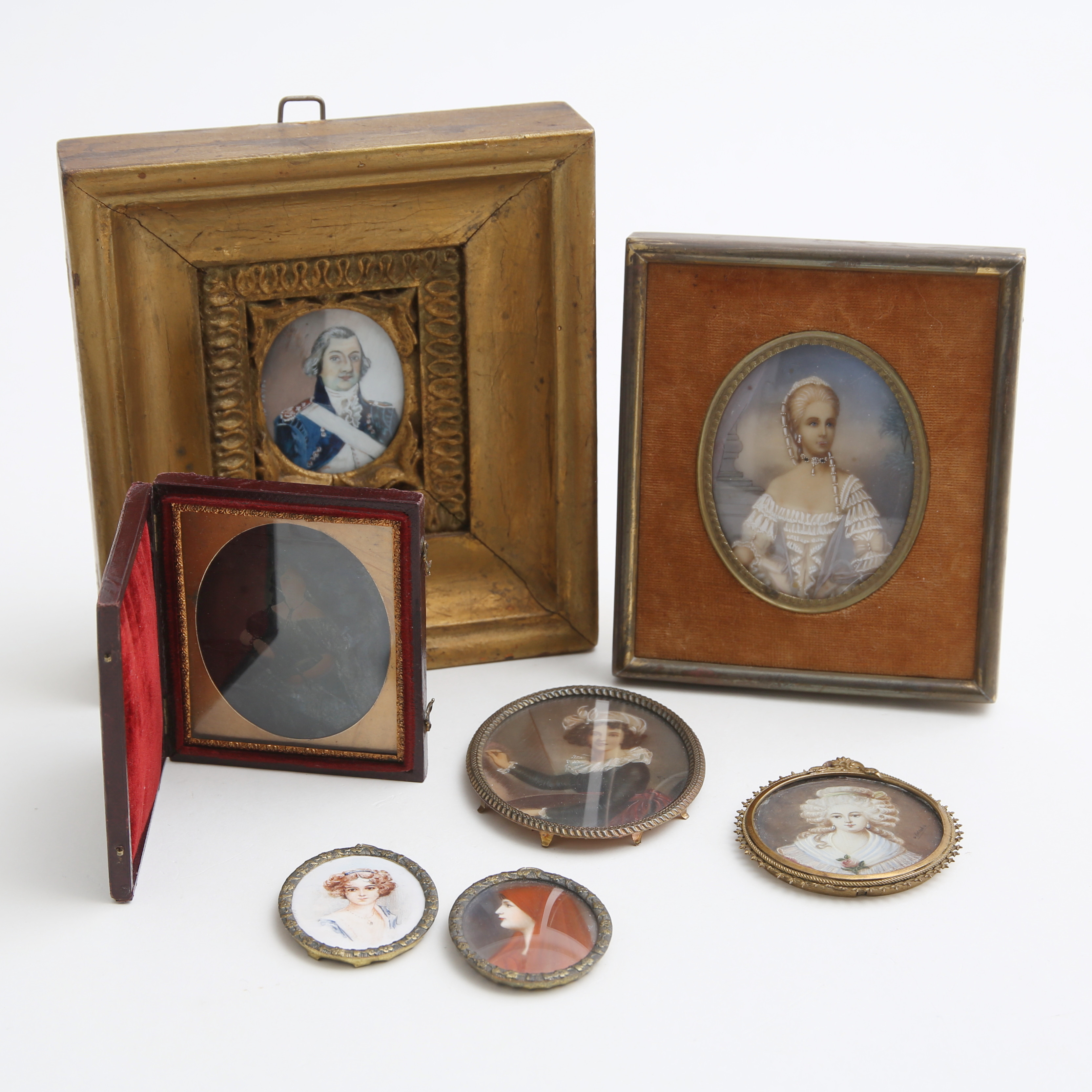 MÅLNINGAR/TRYCK, 7 st, porträtt, 1800/1900-tal.
