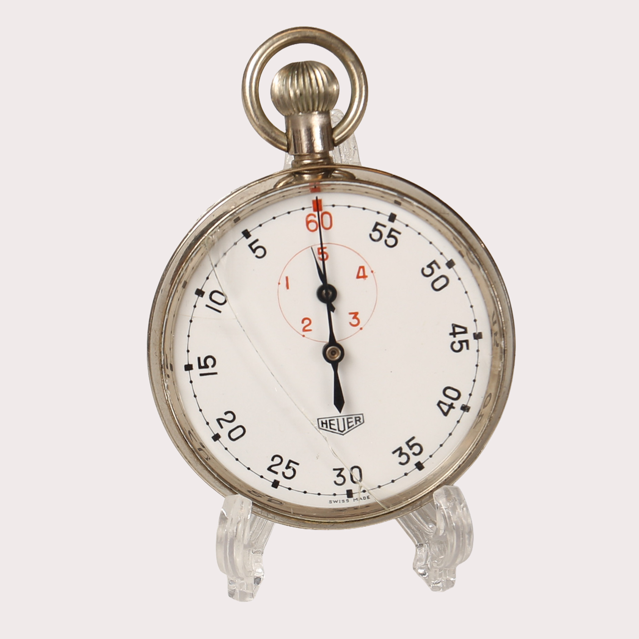 HEUER, stoppur sannolikt för segling. Metallboett med kromyta. 1900-talets tredje fjärdedel.