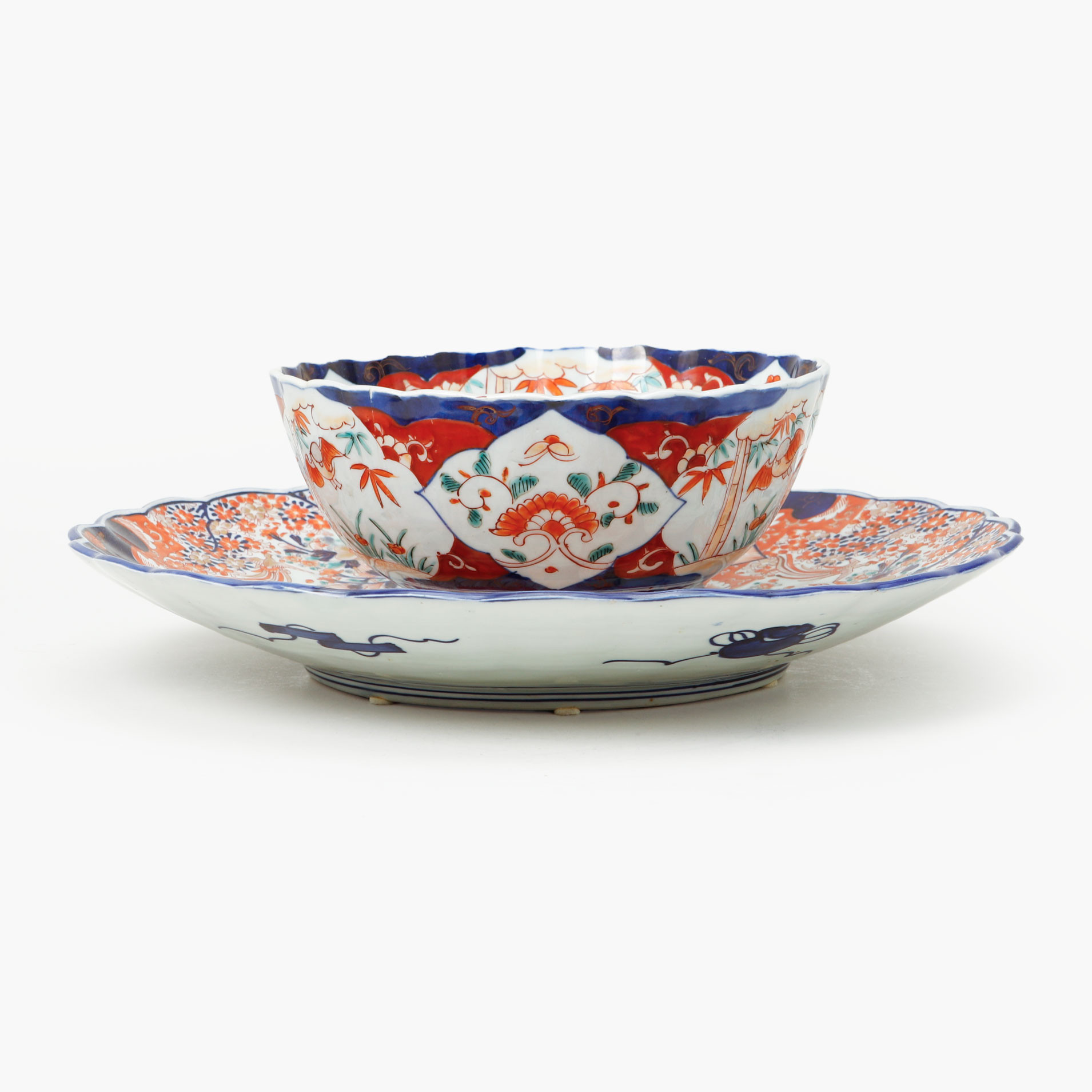 FAT samt SKÅL, porslin, Japan, 18-1900-tal.
