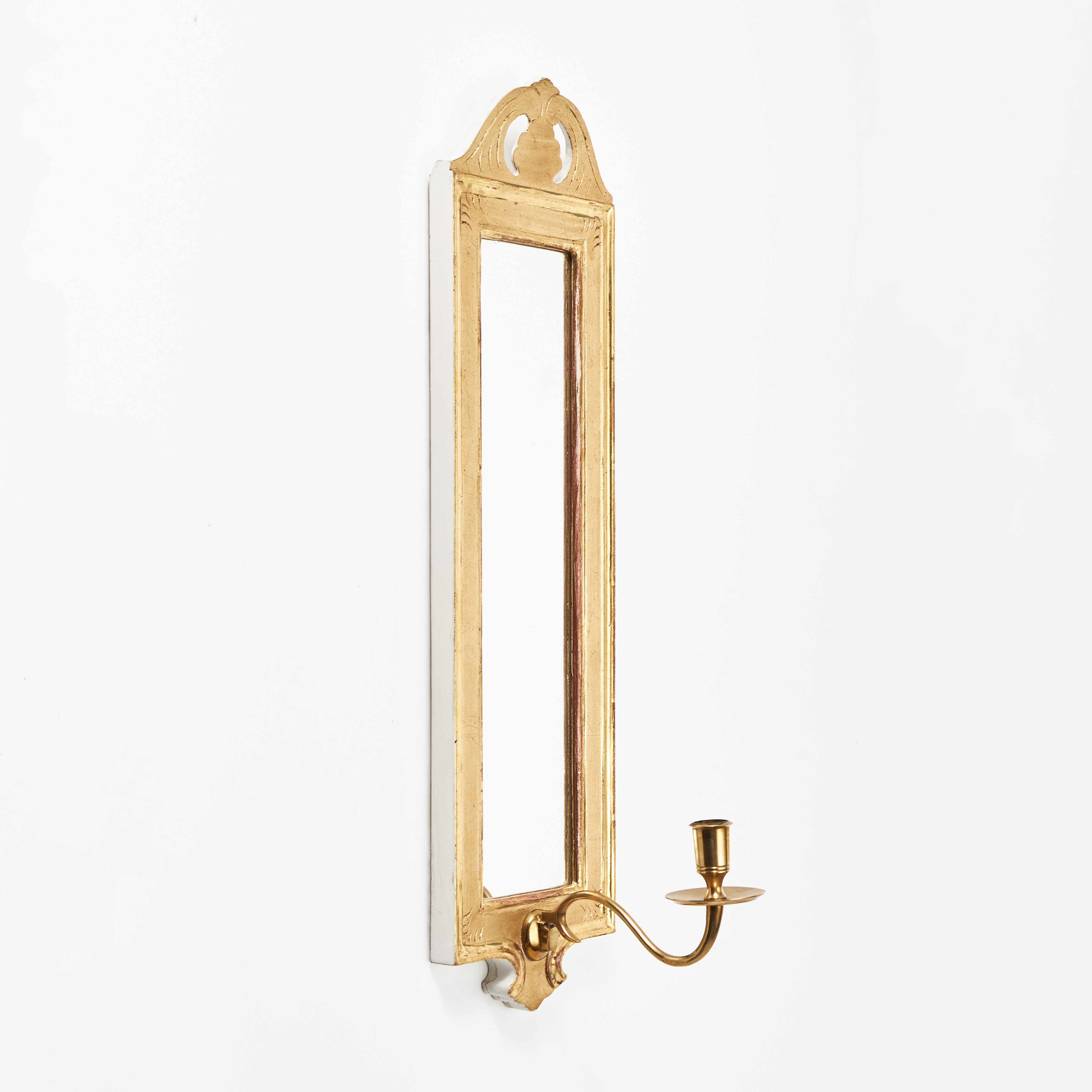 SPEGELLAMPETT, "Regnaholm", IKEA:s 1700-talsserie, förgylld, för 1 ljus, genombrutet krön.
