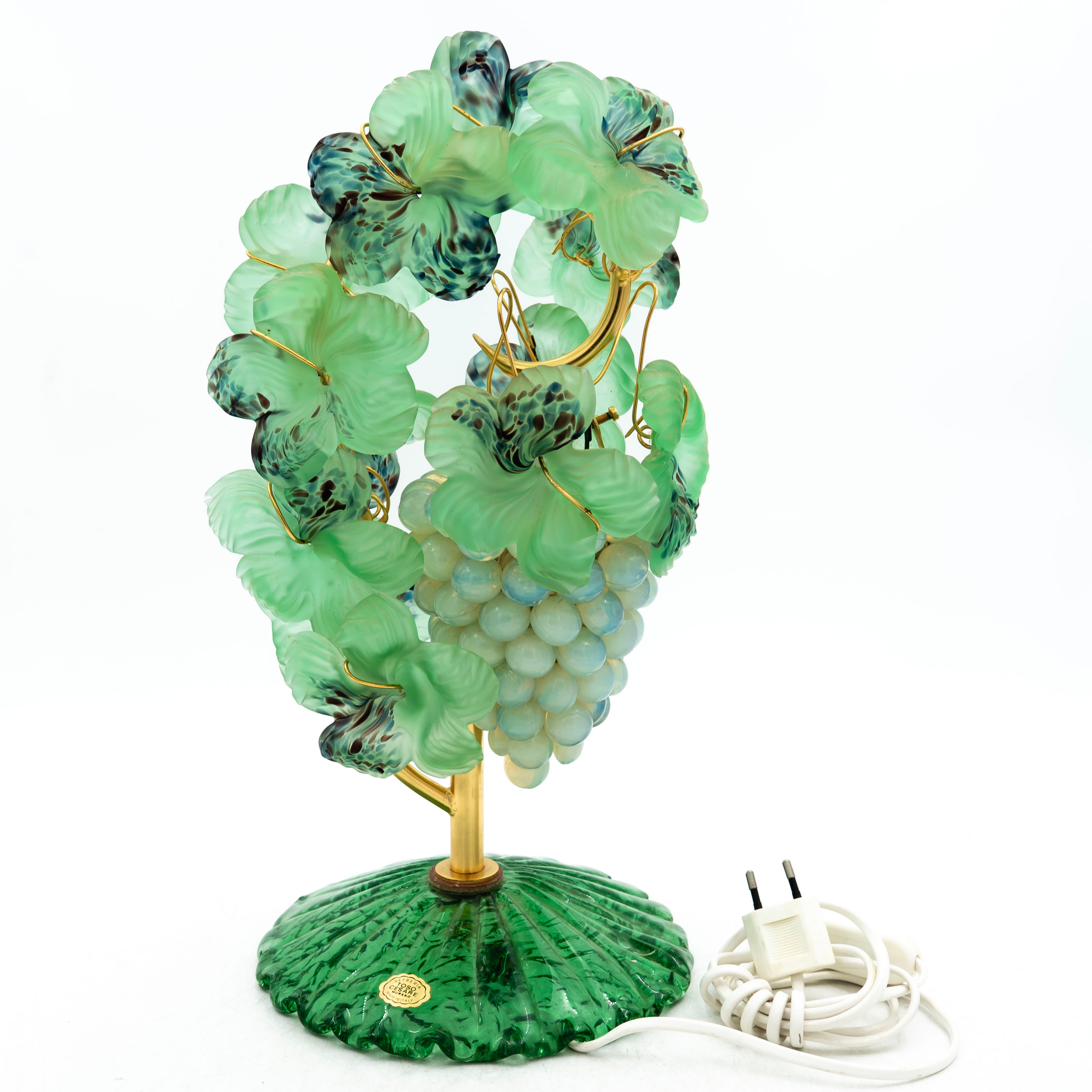 BORDSLAMPA, Glas/Metall, Italien, Murano, 1900-talets andra hälft.