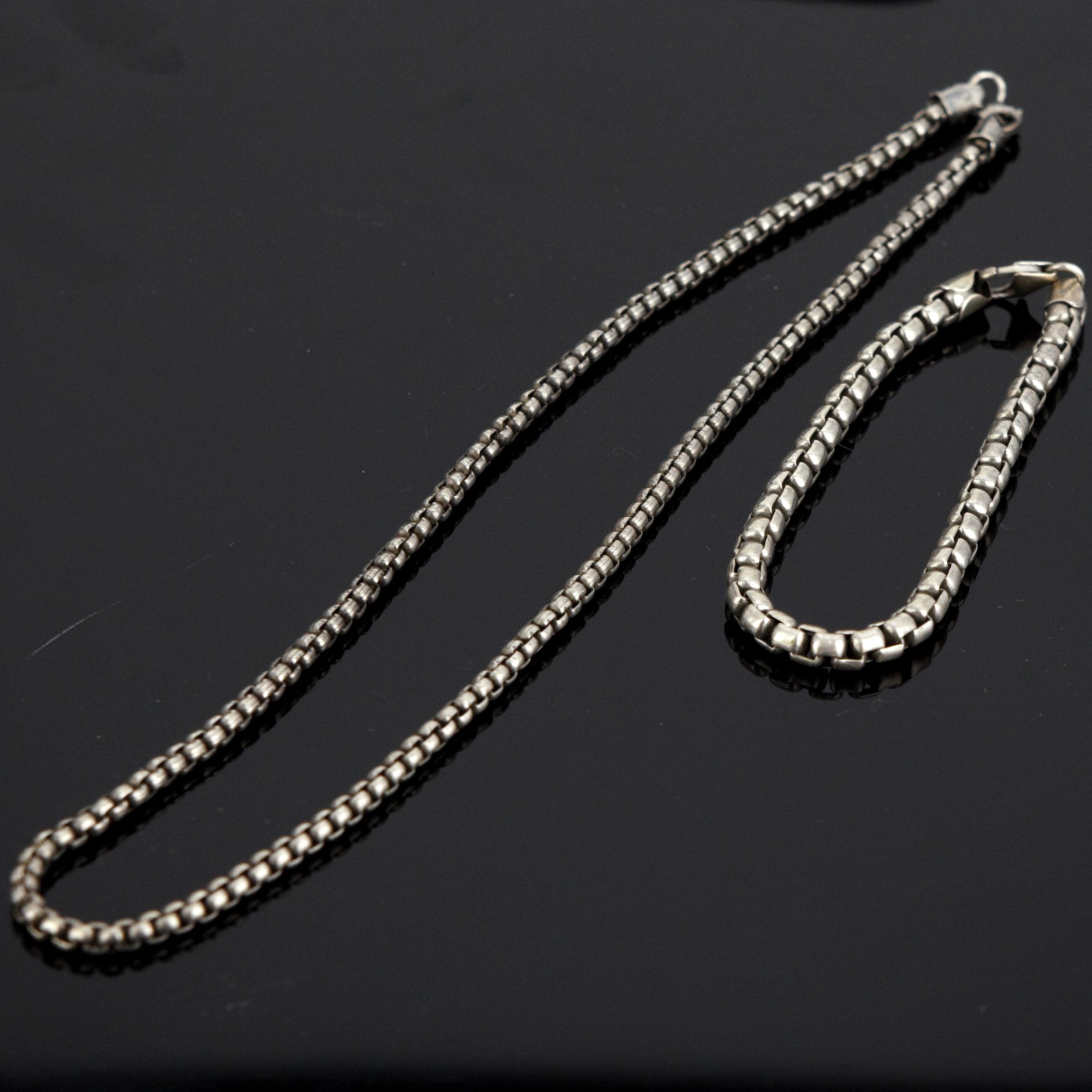 HALSBAND och ARMBAND, venetiansk länk, sterlingsilver.