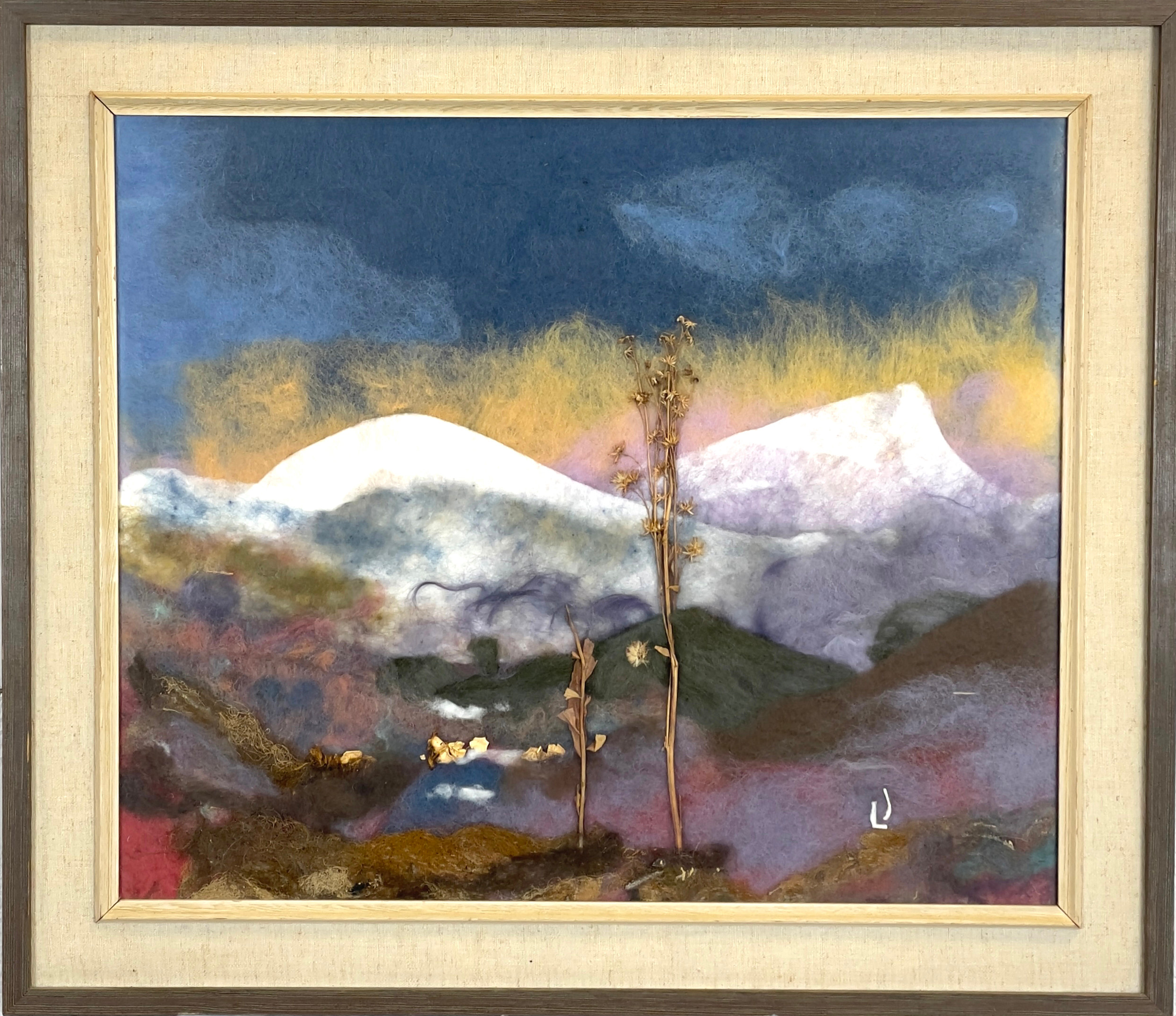 LISA JOHANSSON SANDBERG (1894-1982), ullmosaik i blandteknik, fjällmotiv, monogramsignerad.