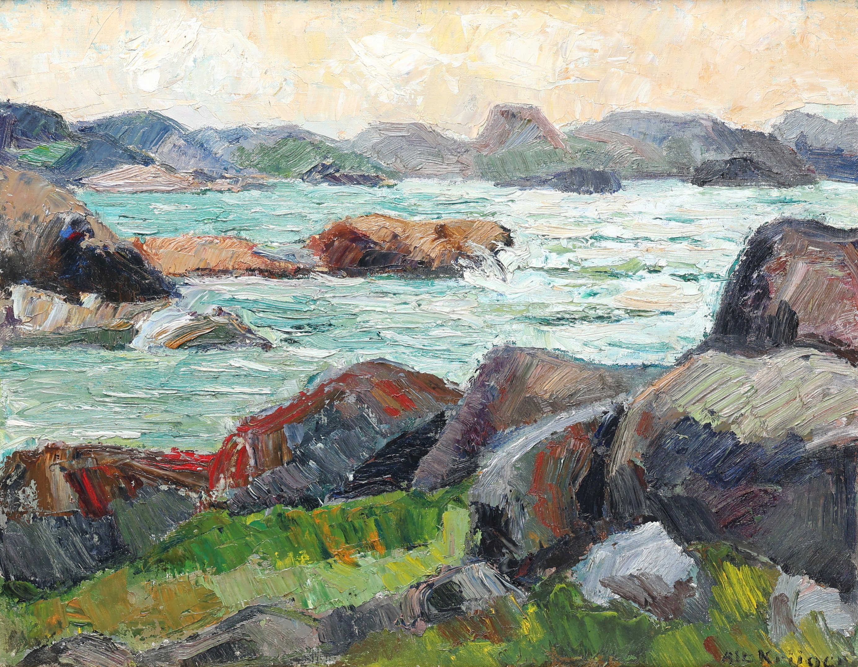 ALBERT KRÜGER. Olja på pannå, signerad.