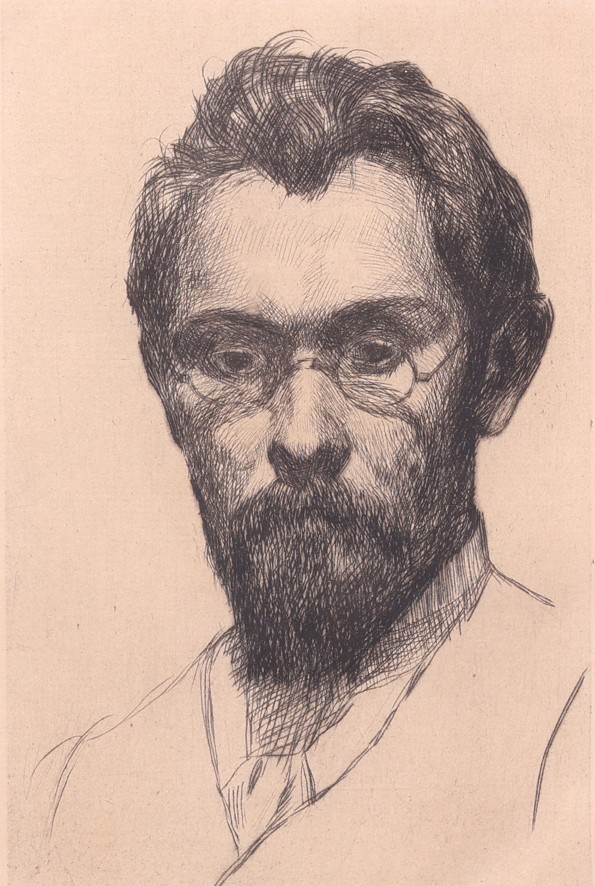 ANDERS TRULSON (1874-1911). Tillskriven, etsning, porträtt.