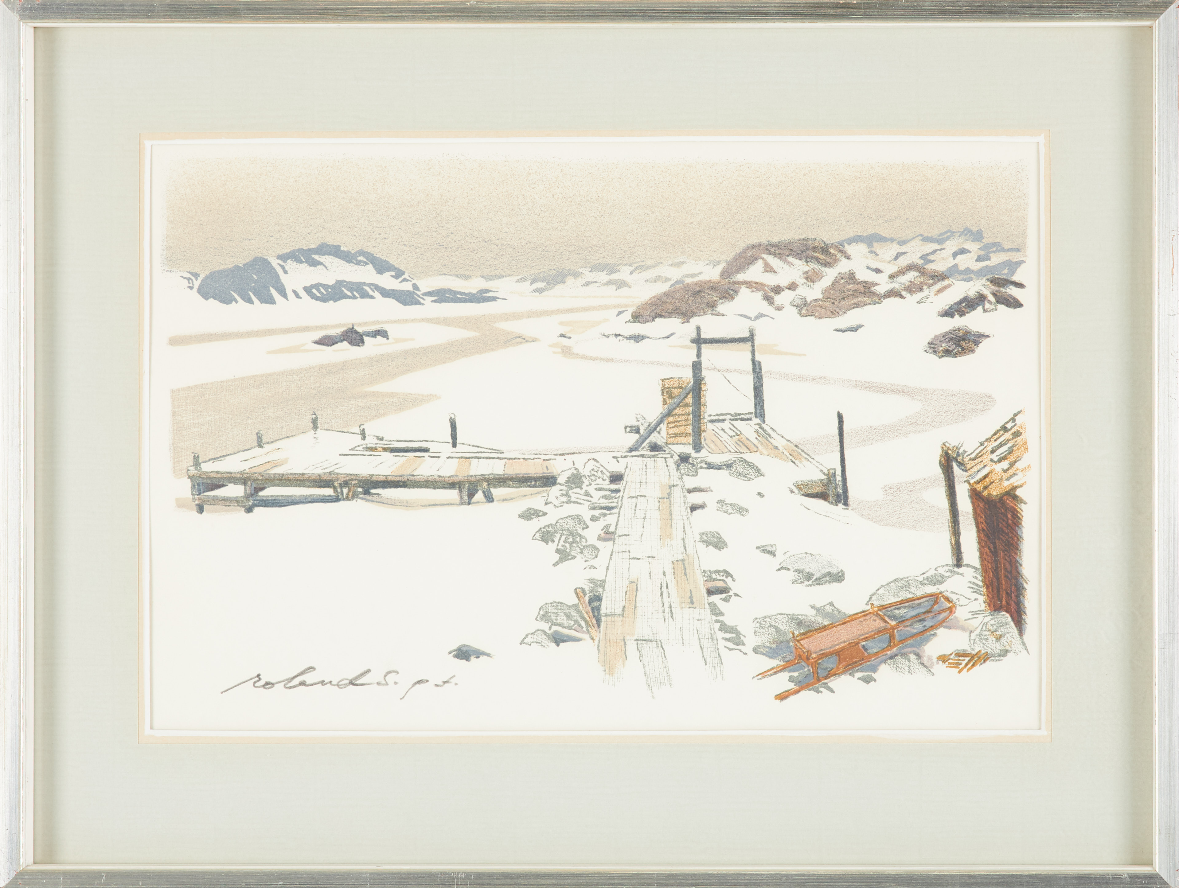 ROLAND SVENSSON. "Karlssons bro", litografi, signerad, provtryck.