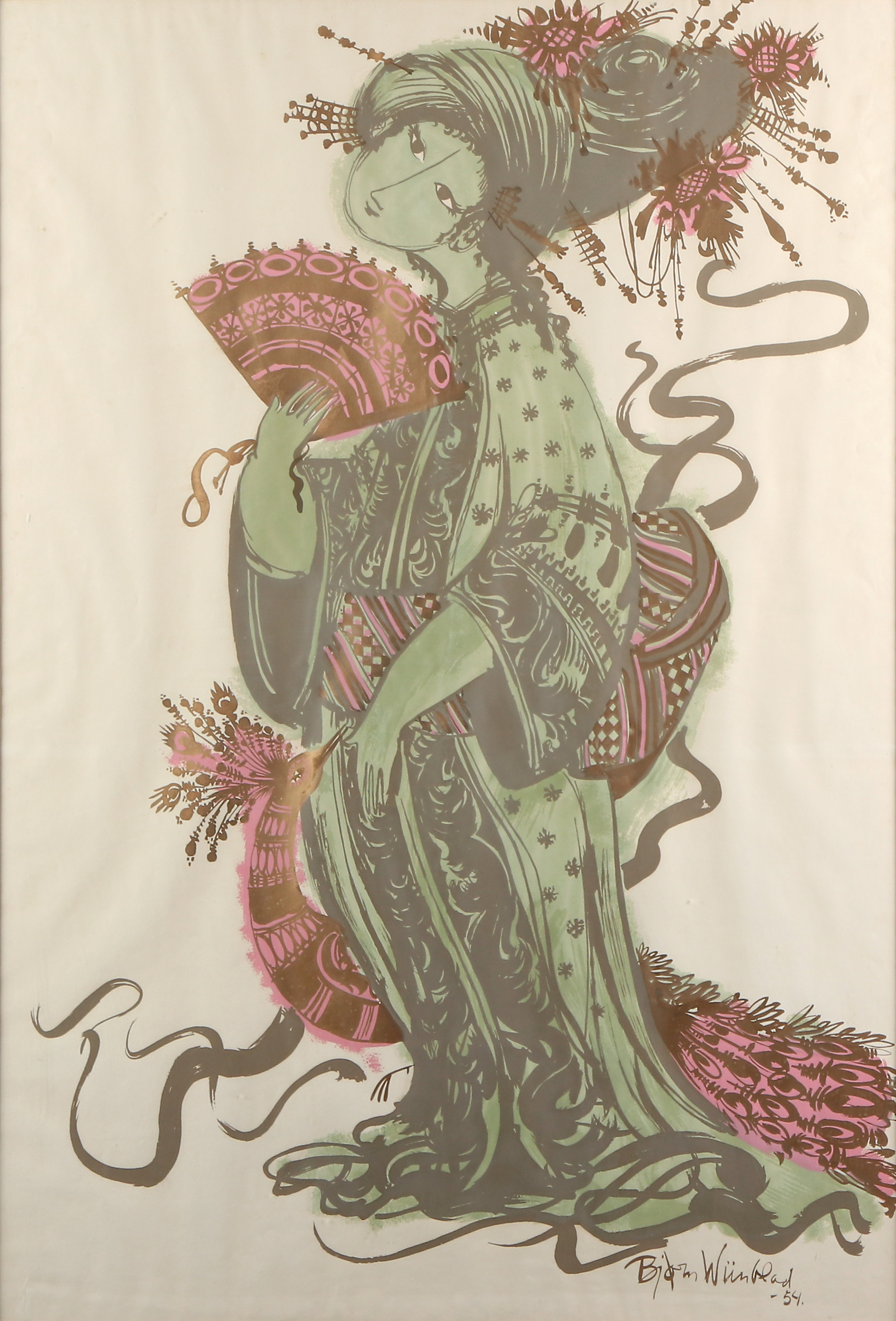 BJÖRN WIINBLAD. EFTER. Serigrafi. Orientalisk kvinna. Signerad i trycket.