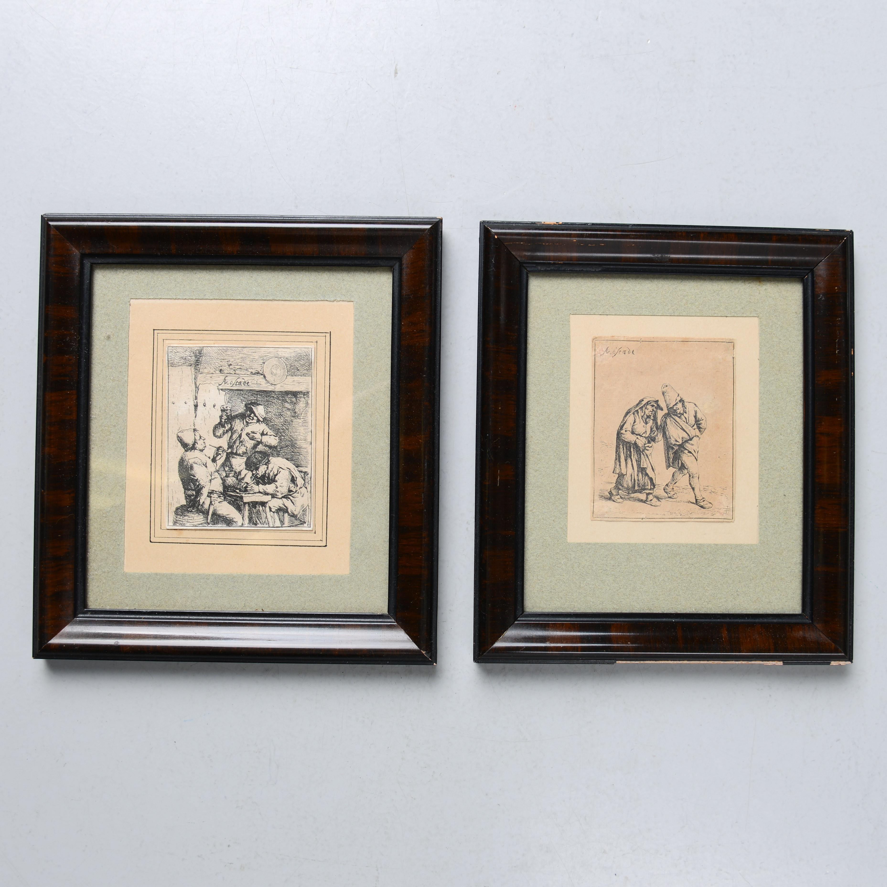ADRIAEN VAN OSTADE. TILLSKRIVEN. Etstning, 2 st, signerade.