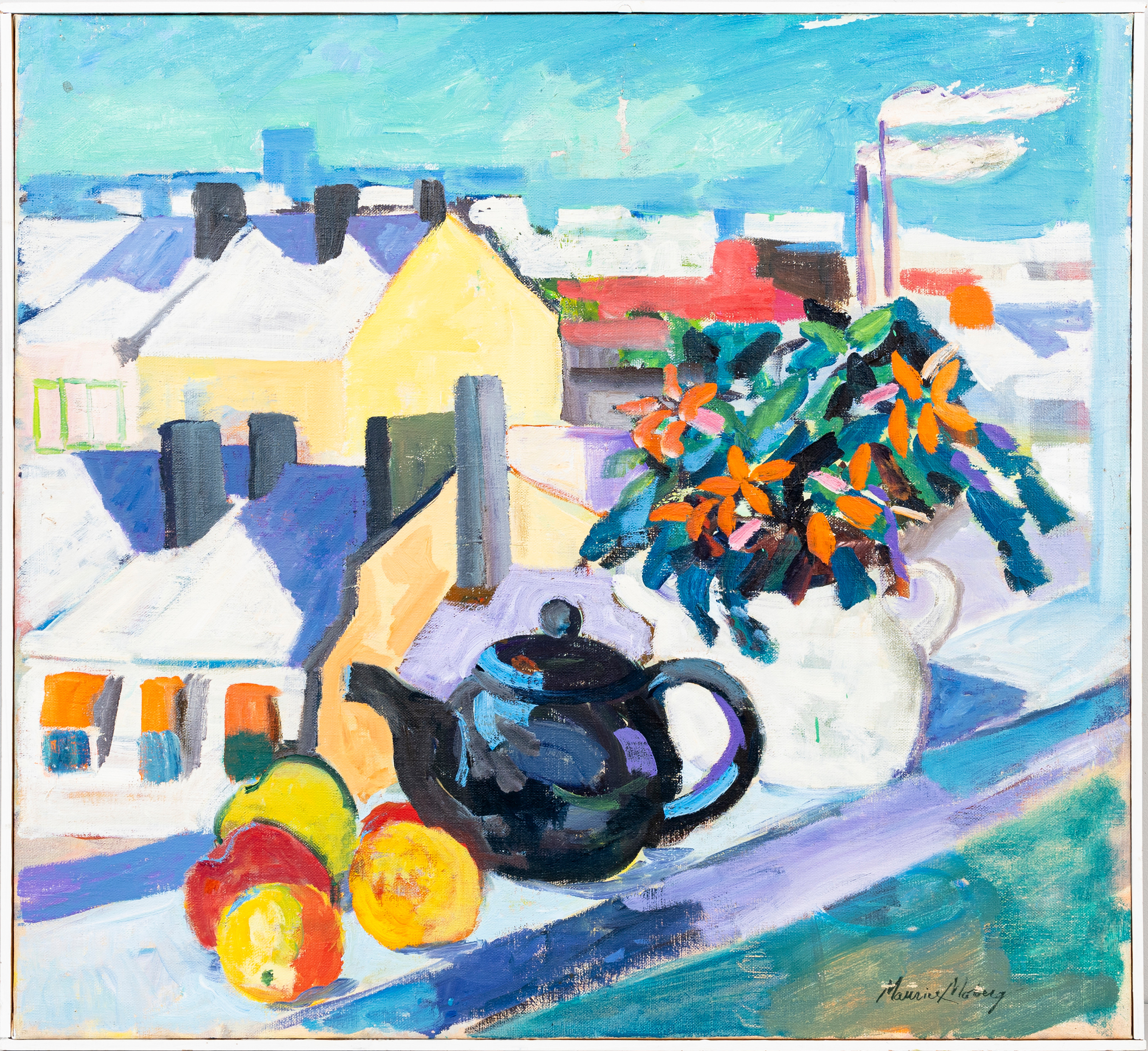 MAURICE MOBERG. "En frostig vinterdag", olja på duk, signerad.
