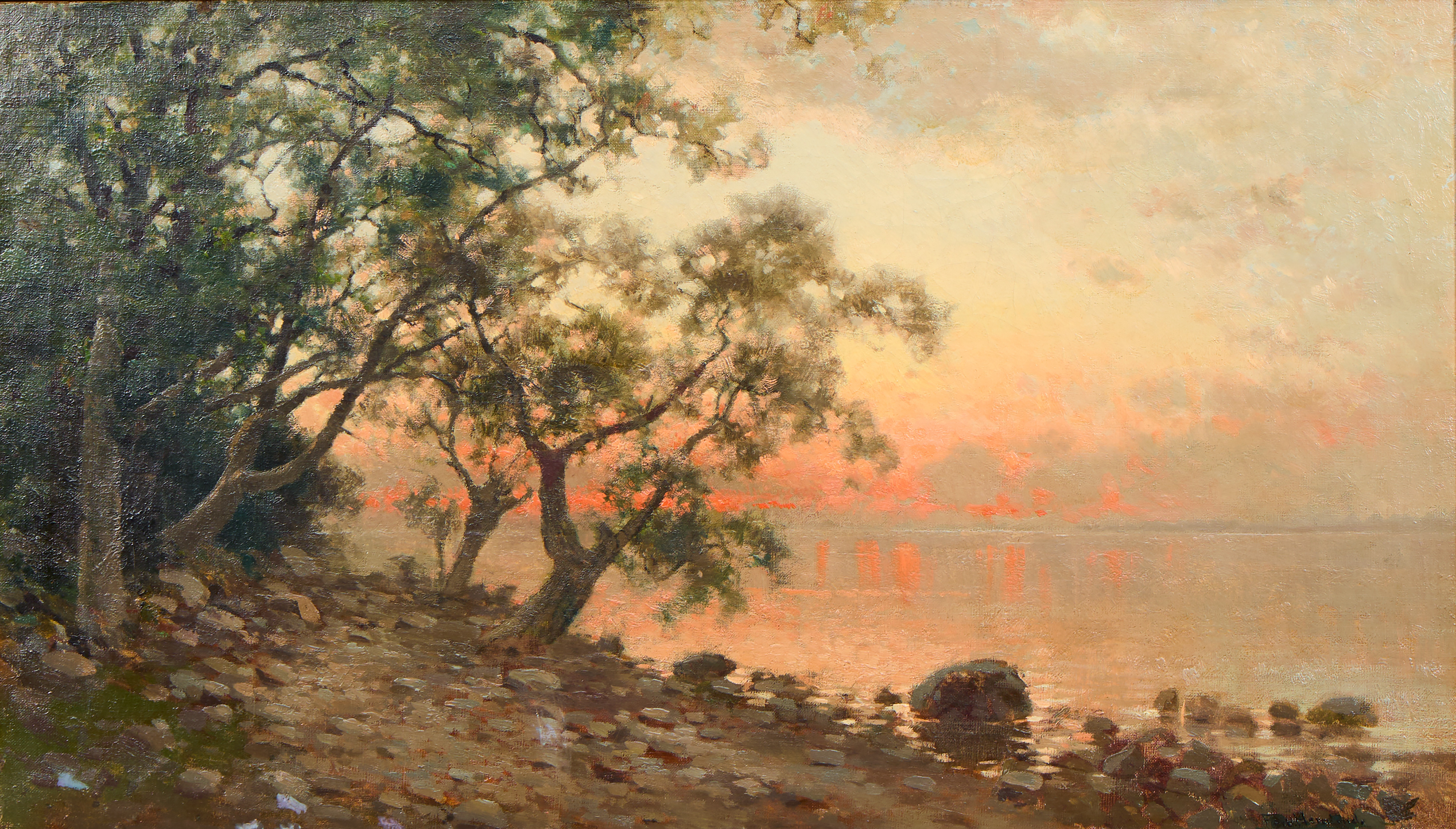 CARL FERDINAND HERNLUND (1837-1902). "Vid småländsk skogssjö".