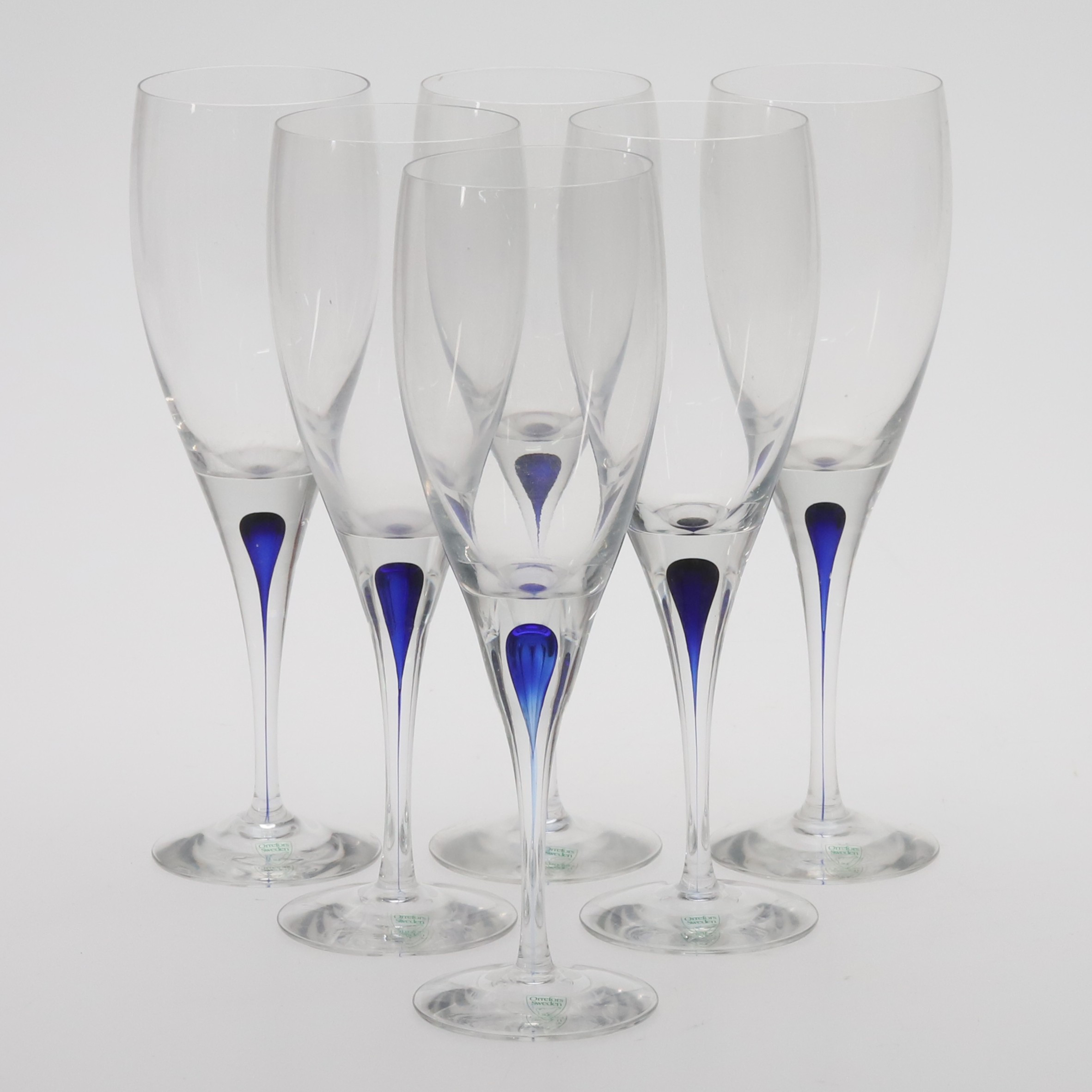 ERIKA LAGERBIELKE. 6 st vinglas , "Intermezzo", glasservisdelar Orrefors.