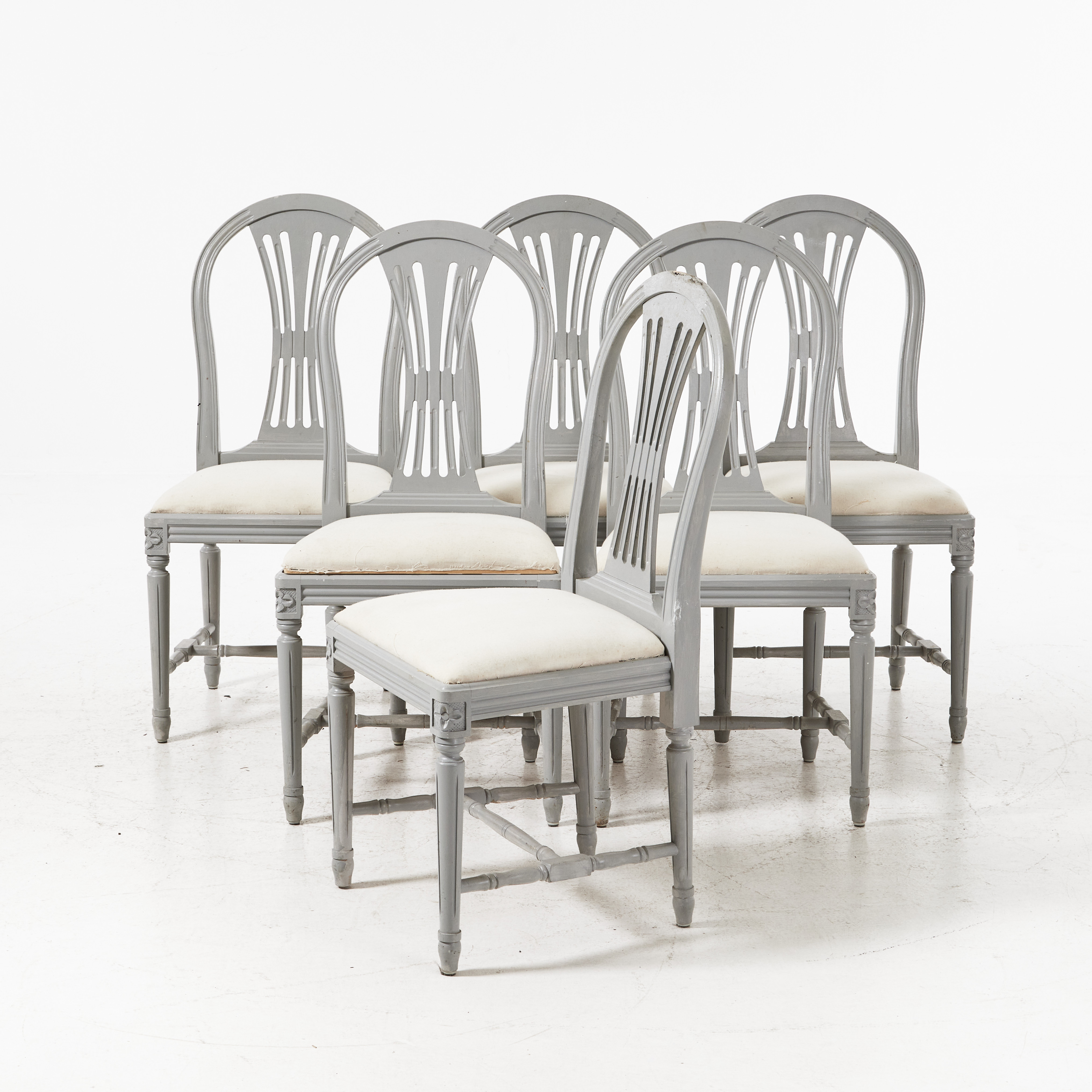 STOLAR, 6 stycken gustaviansk stil, 1900-tal. Löstagbara sitsar.