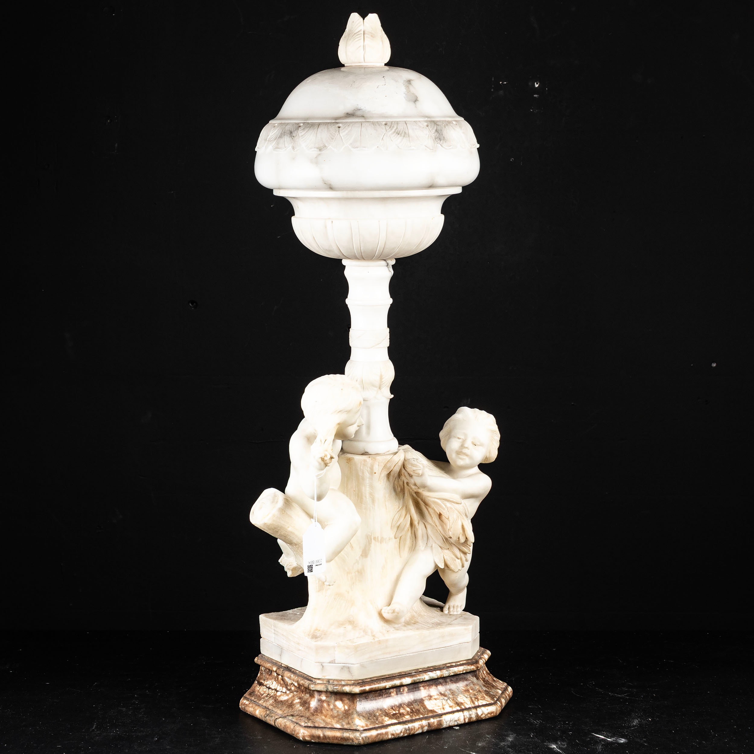 BORDSLAMPA, alabaster & marmor, sannolikt Italien.