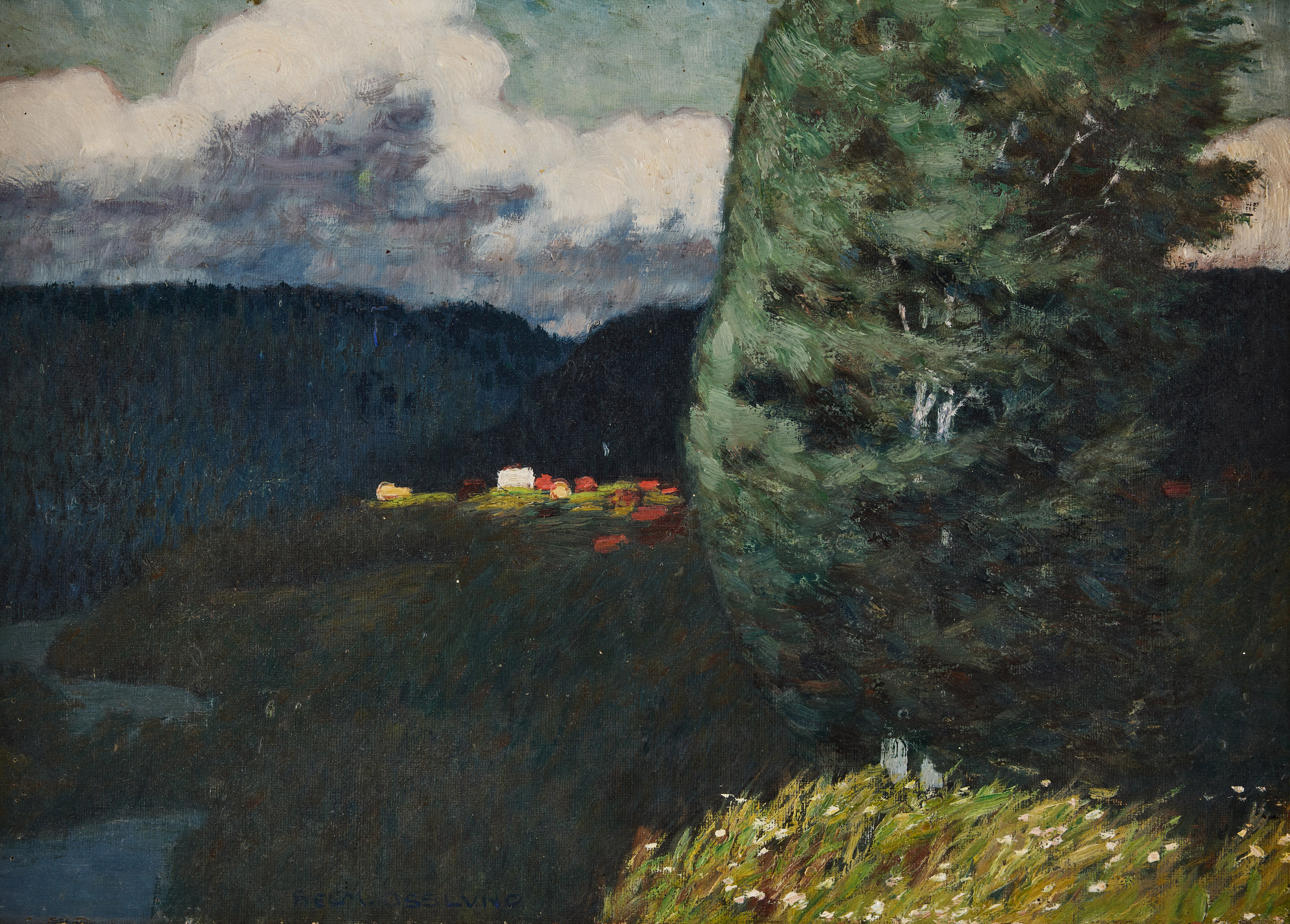 HELMER OSSLUND. Stormigt landskap.