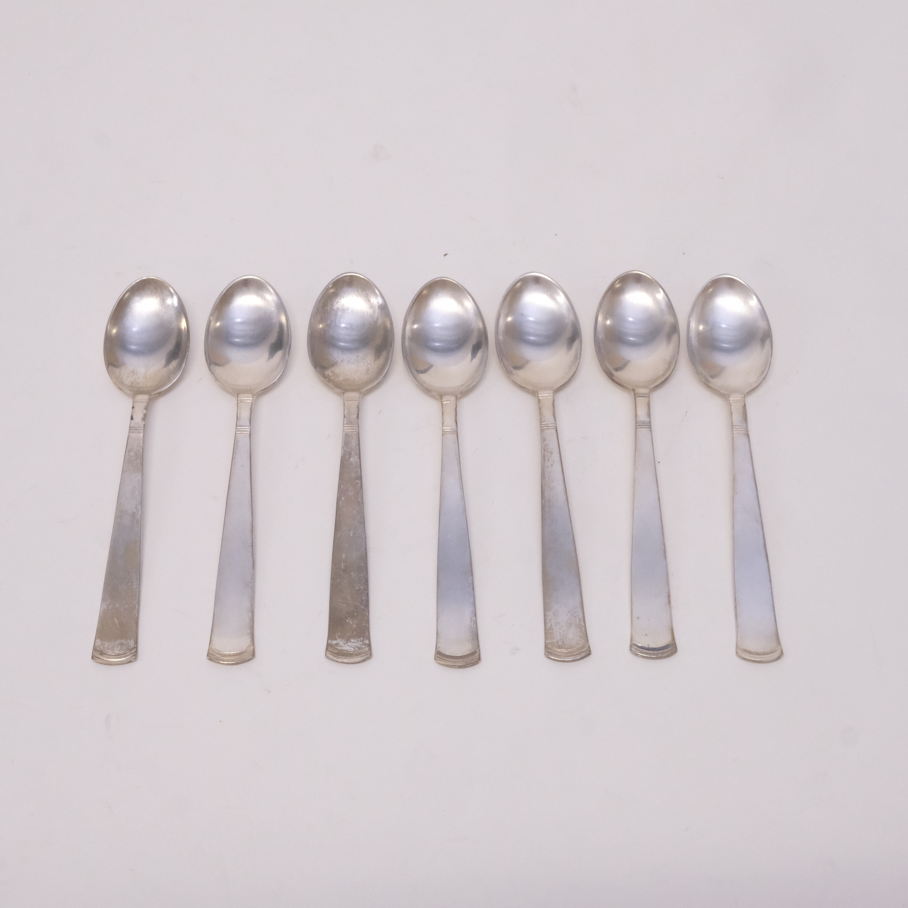 KAFFESKEDAR, "ROSENHOLM", SILVER, 7 STYCKEN.