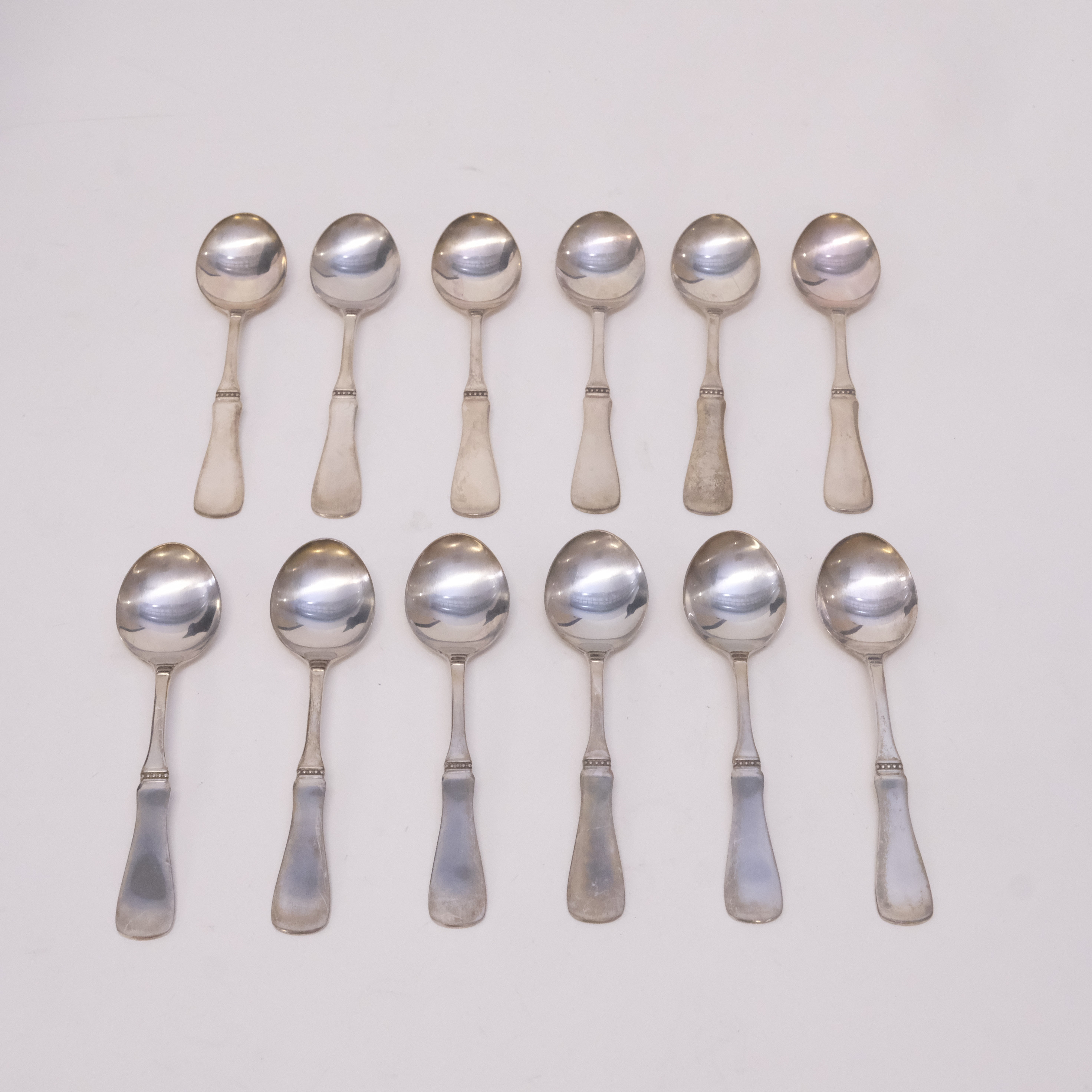 KAFFESKEDAR, "UPPSALA", SILVER, 12 STYCKEN.