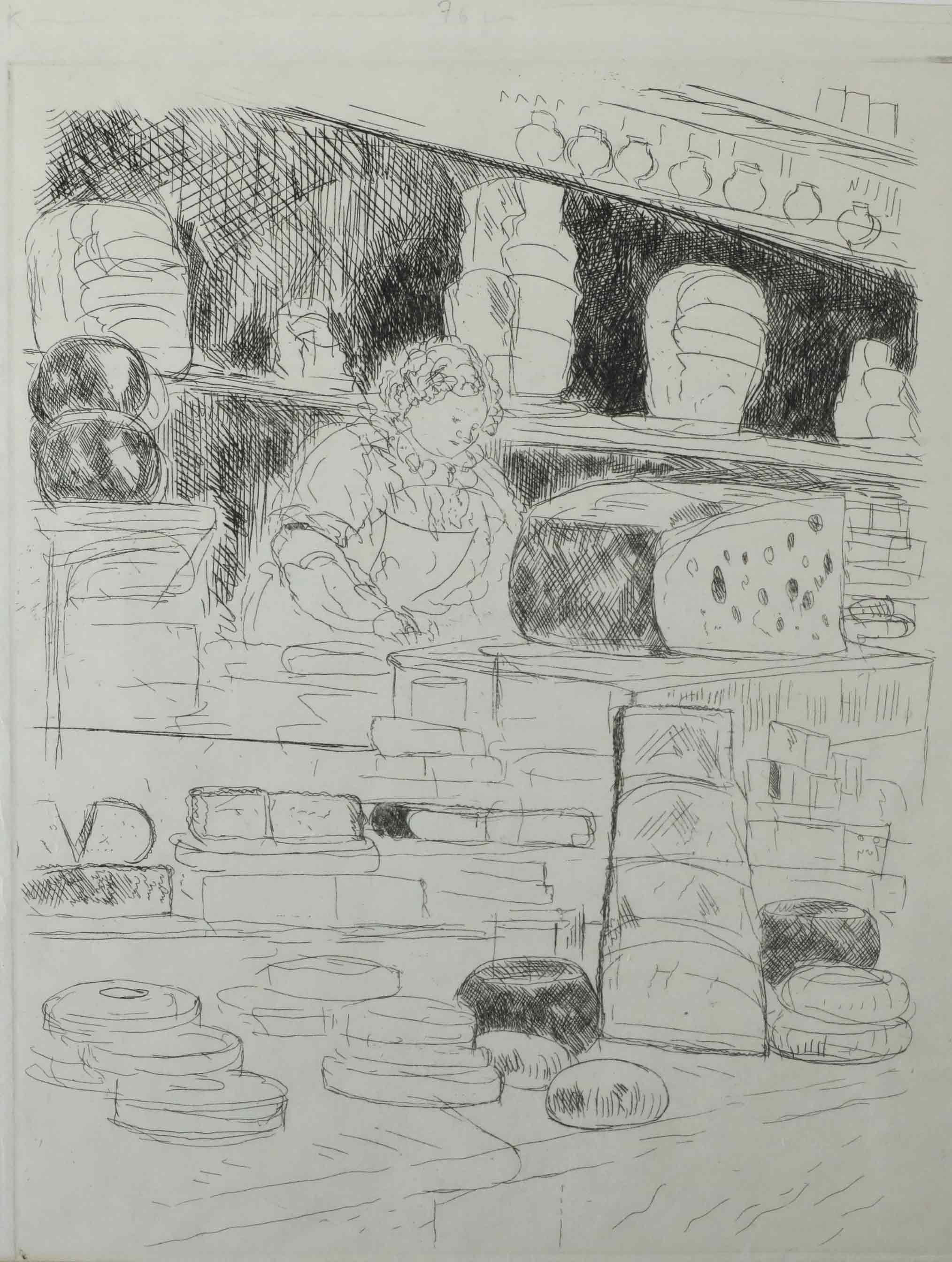 ANDRÉ DUNOYER DE SEGONZAC (1884-1974). Etsning, "Osthandel", signerad, numrerad 33/33.