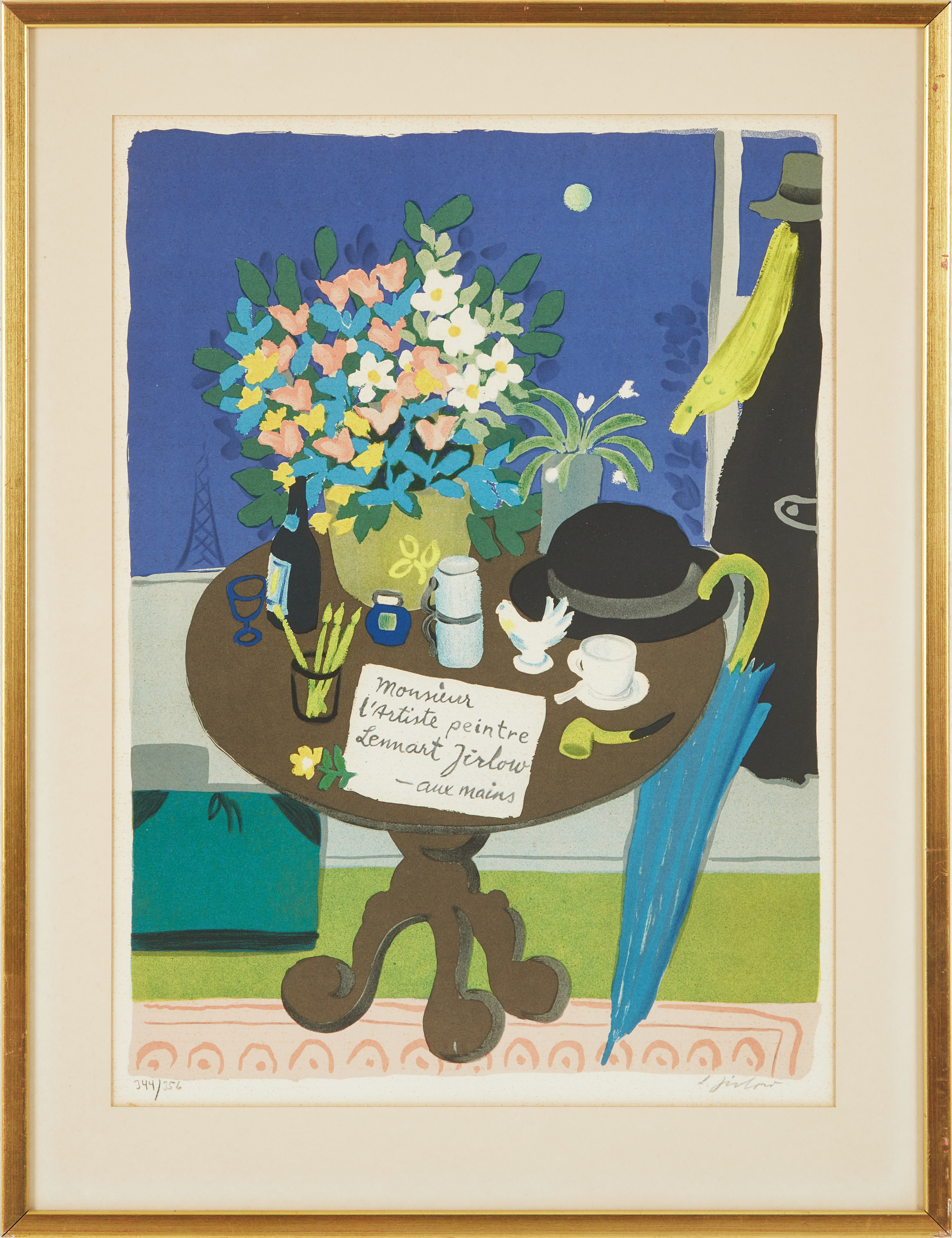 LENNART JIRLOW. Stilleben, färglitografi.