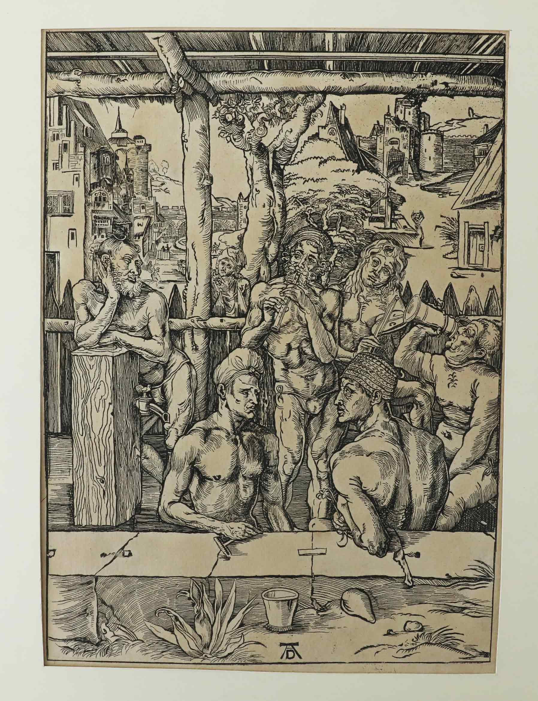 ALBRECHT DÜRER (1471-1528). EFTER. Träsnitt, The Bathhouse.