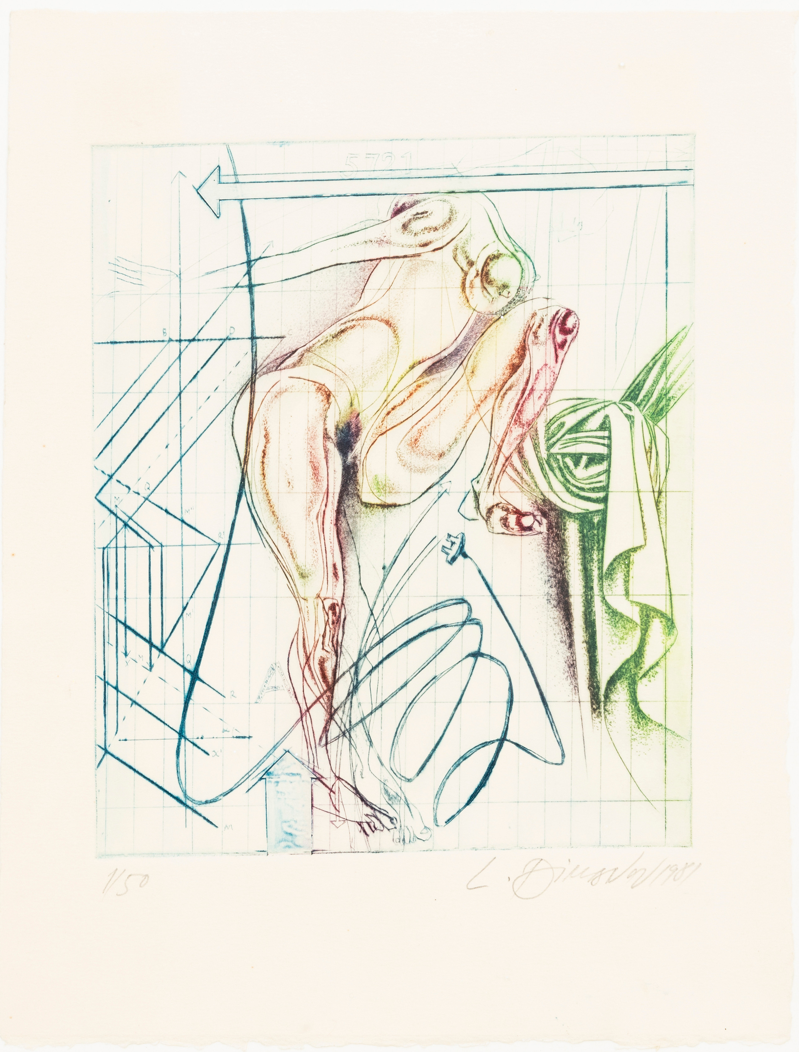 LJUBEN DIMANOV (1933-). Kvinnostudie, grafiskt blad, signerad och numrerad, L. Dimanov, 1/50.