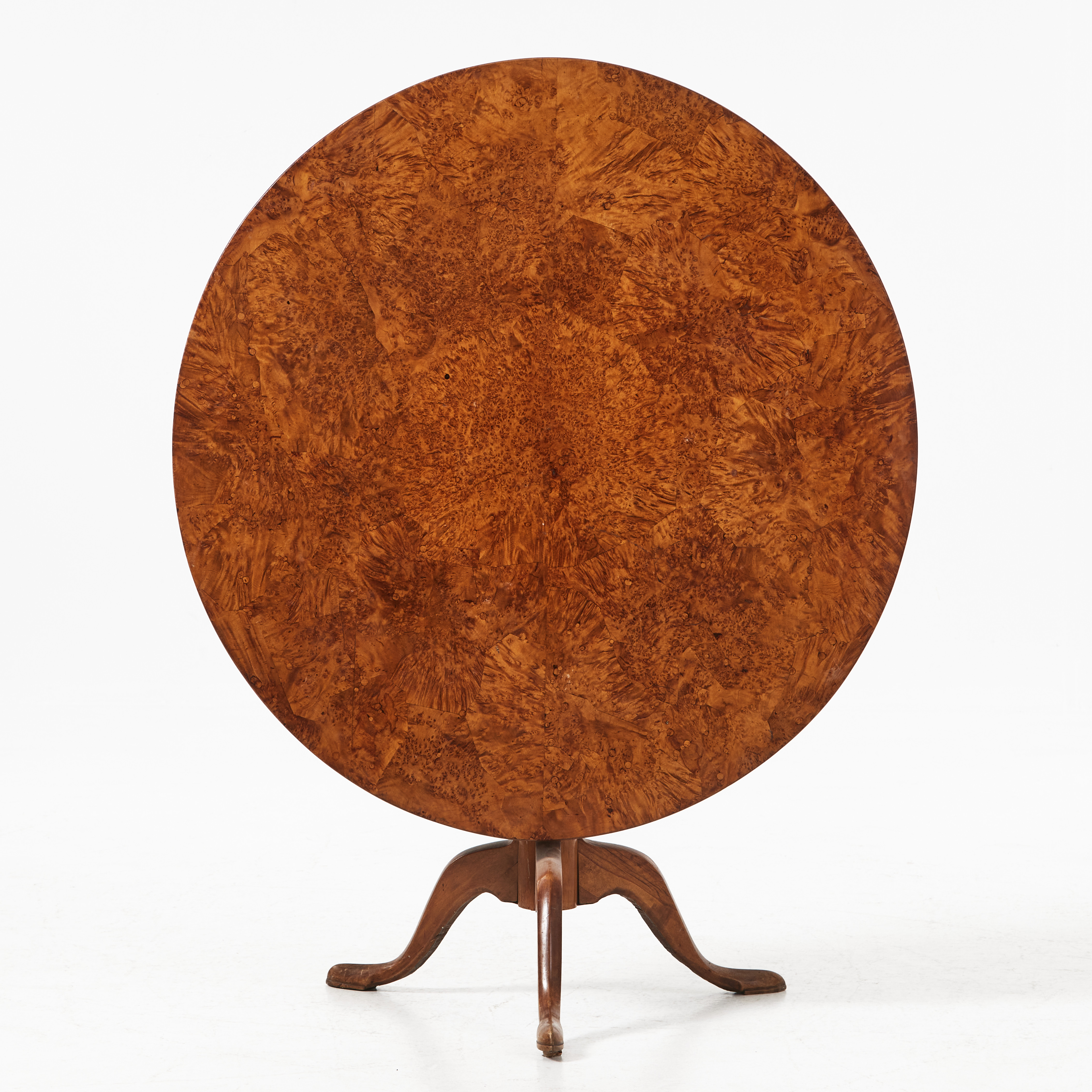 FÄLLBORD, 1800-talets början, pelarfot, skiva av alrotsfanér.