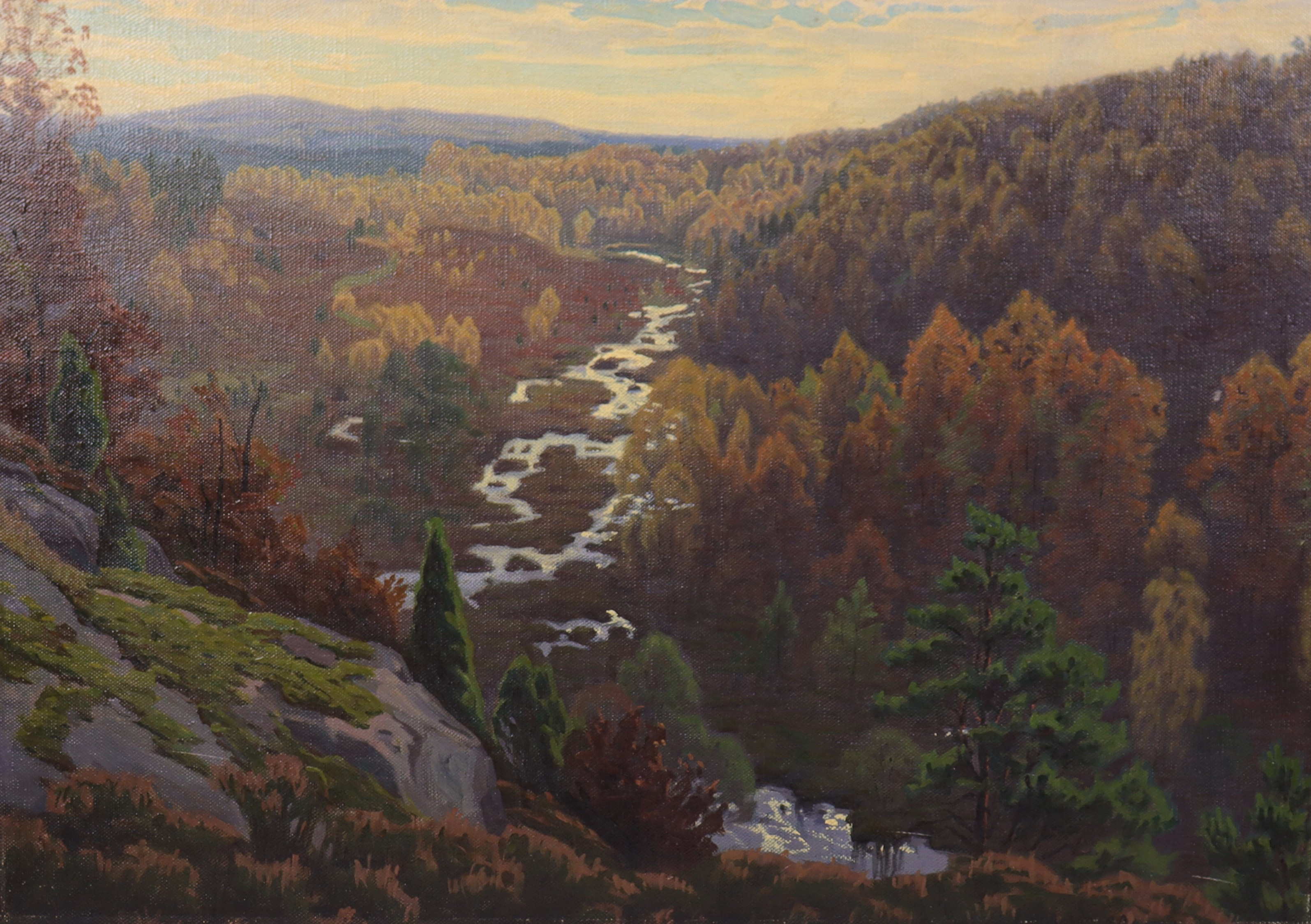 ANDERS WALDUR-PERSSON (1867-1946). olja på duk, skogslandskap.