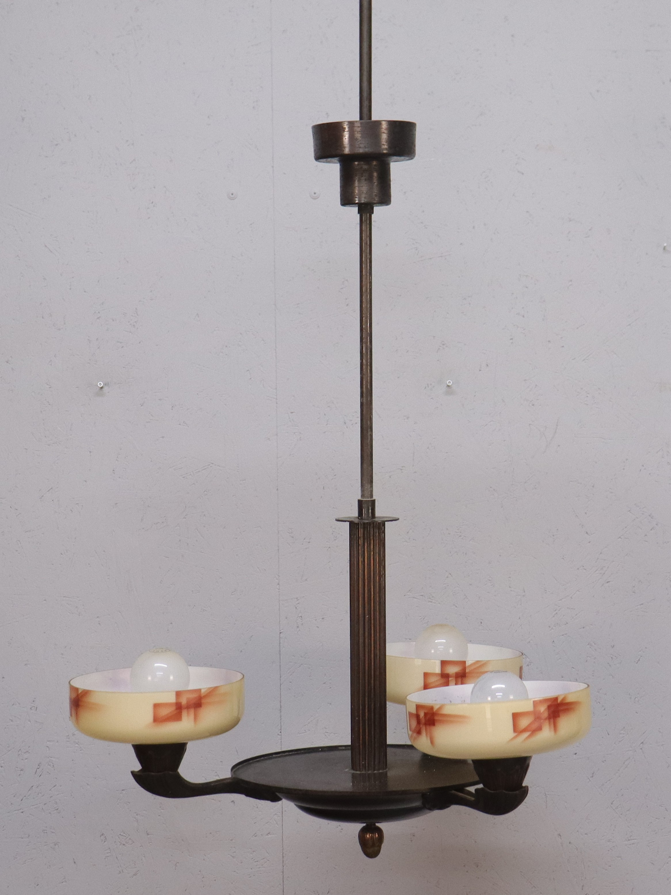 TAKLAMPA, glas, mässing, Art Deco, 1930/40-tal.