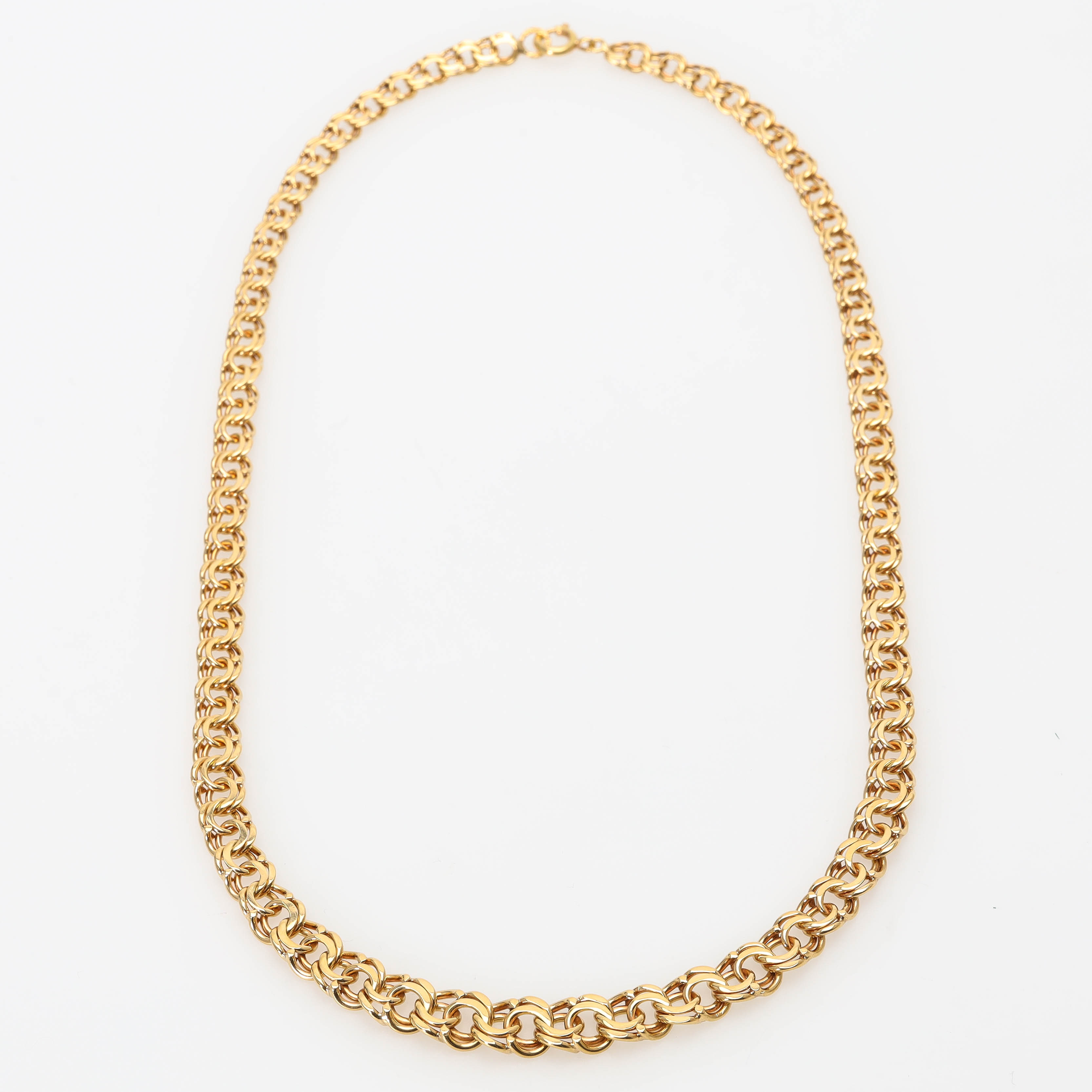 COLLIER, 18 k guld, doserad bismarcklänk, längd 45 cm, Göteborg.