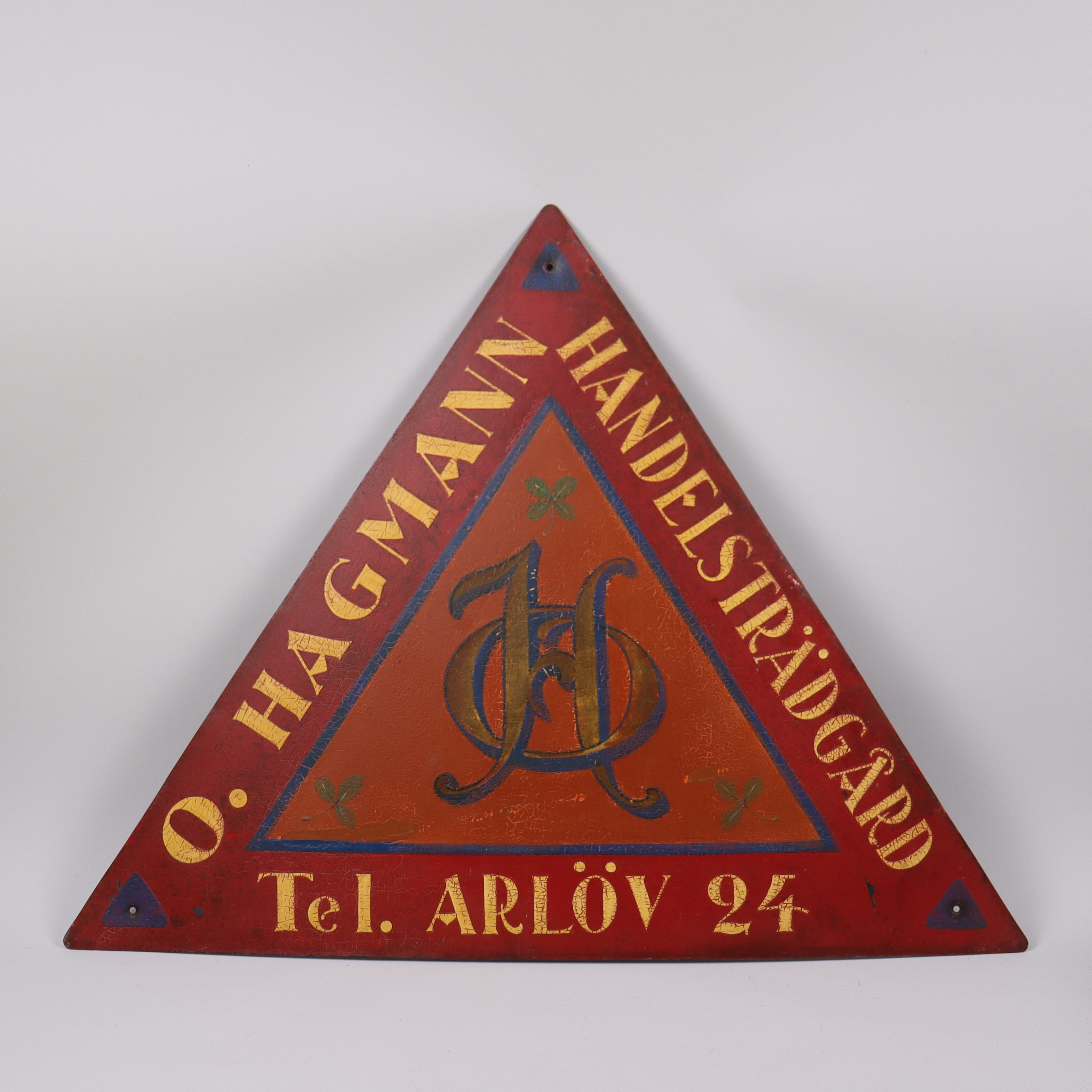 BUTIKSSKYLT, O.Hagmann Handelsträdgård, Arlöv, tidigt 1900-tal.