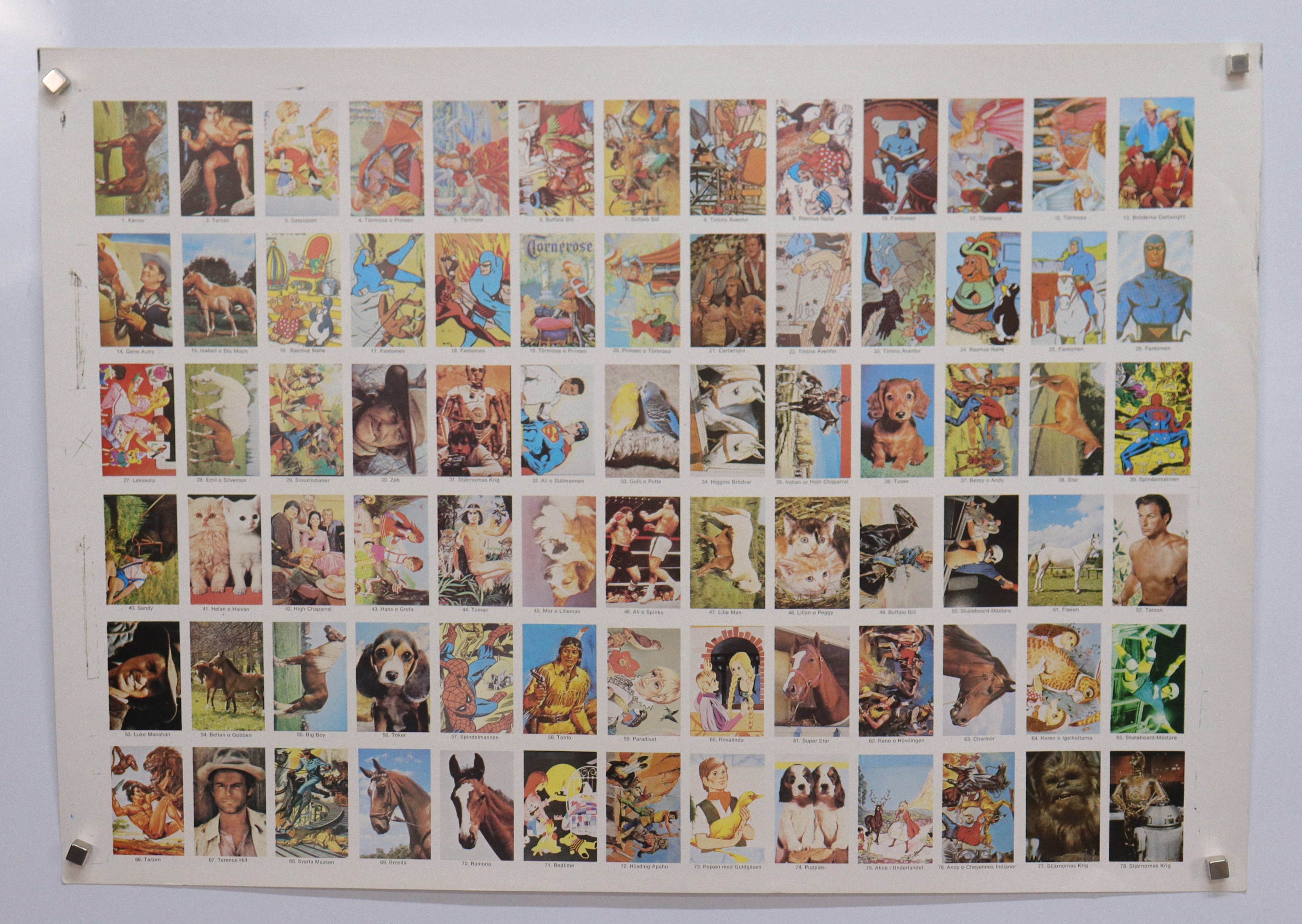 SAMLARBILDER, oklippt ark, Disney, Tarzan, Fantomen, Tintin, Muhammad Ali mm.