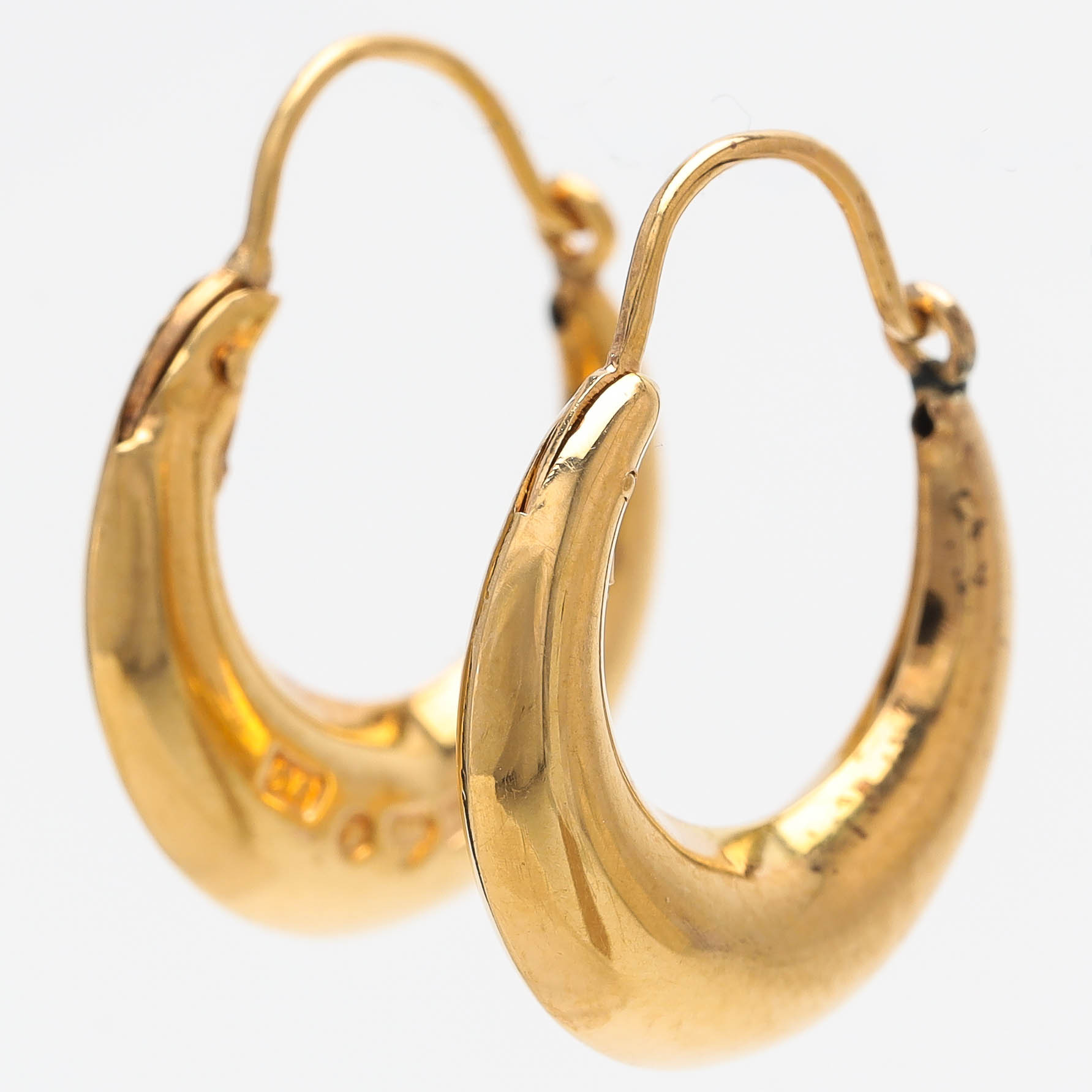 ÖRHÄNGEN, 18 k guld, creoler, Falköping 1961.