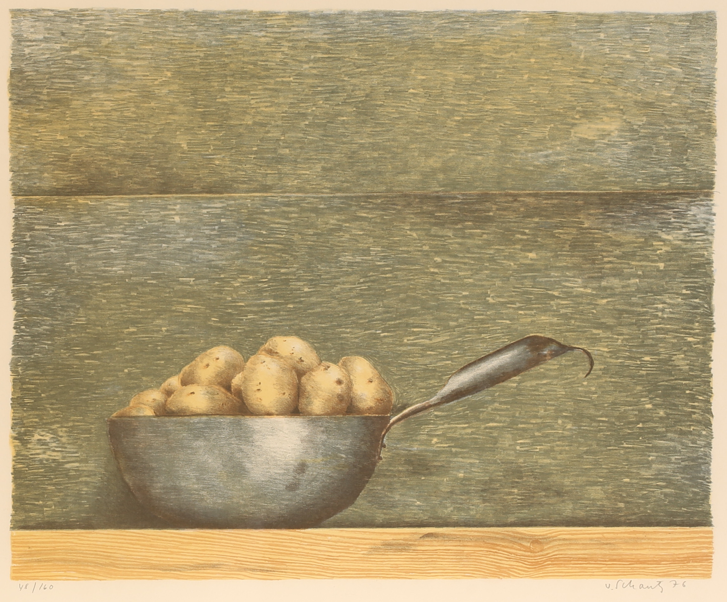 PHILIP VON SCHANTZ. Färglitografi, stilleben med potatis, signerad, 48/160.