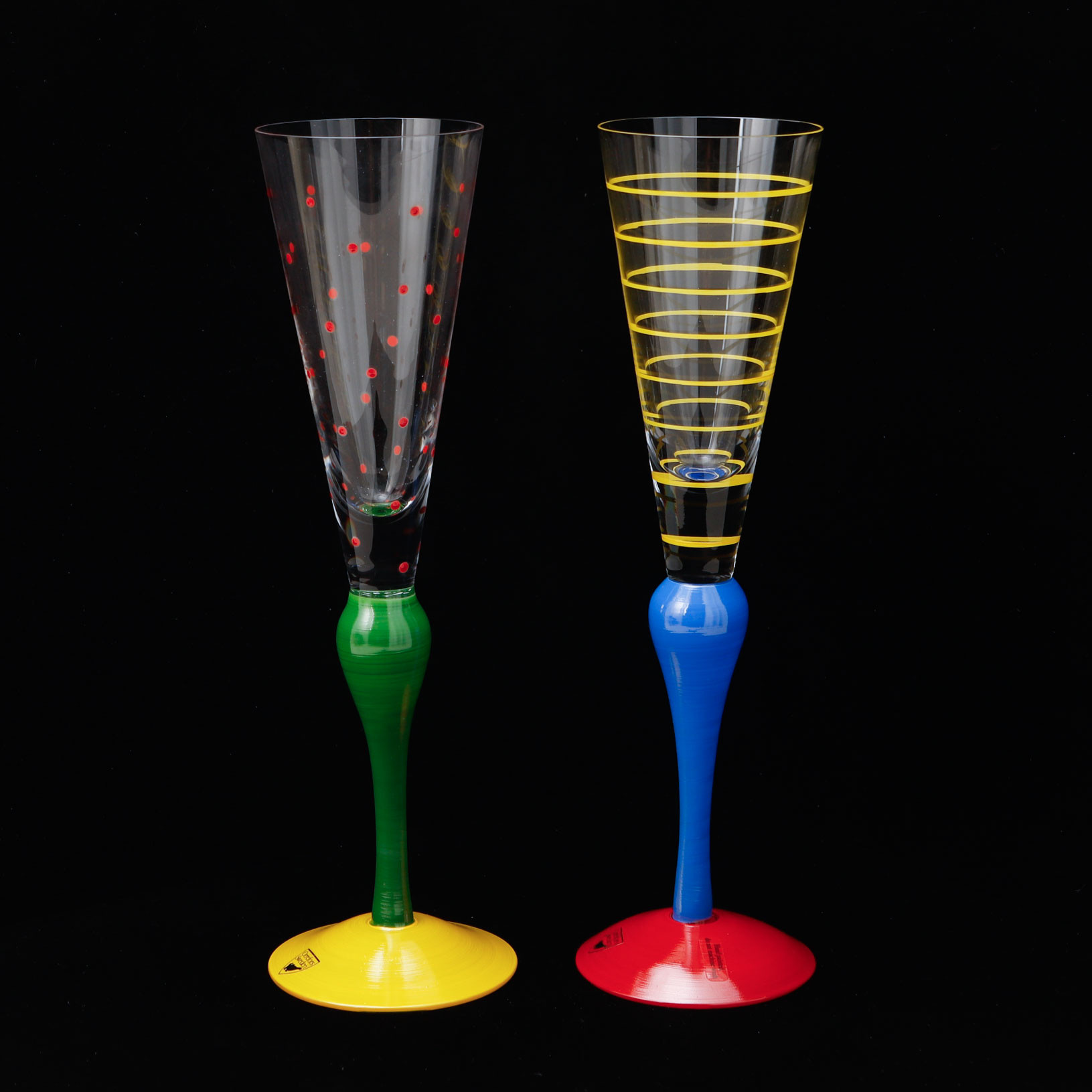 ANNE NILSSON. Champagneglas, ett par, "Clown", Orrefors.