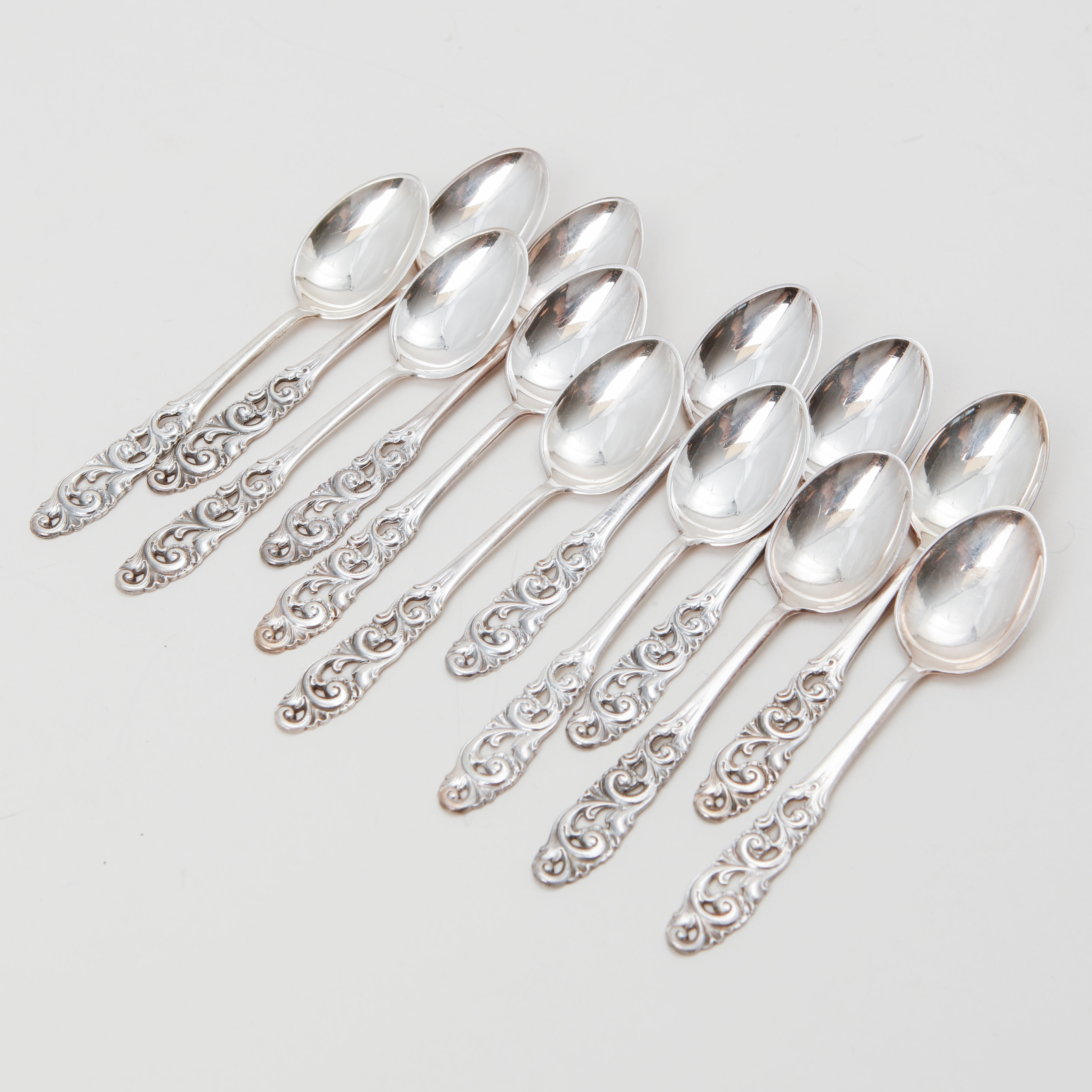 MOCKASKEDAR, 12 stycken, silver, Norge. Vikt ca 108 g.