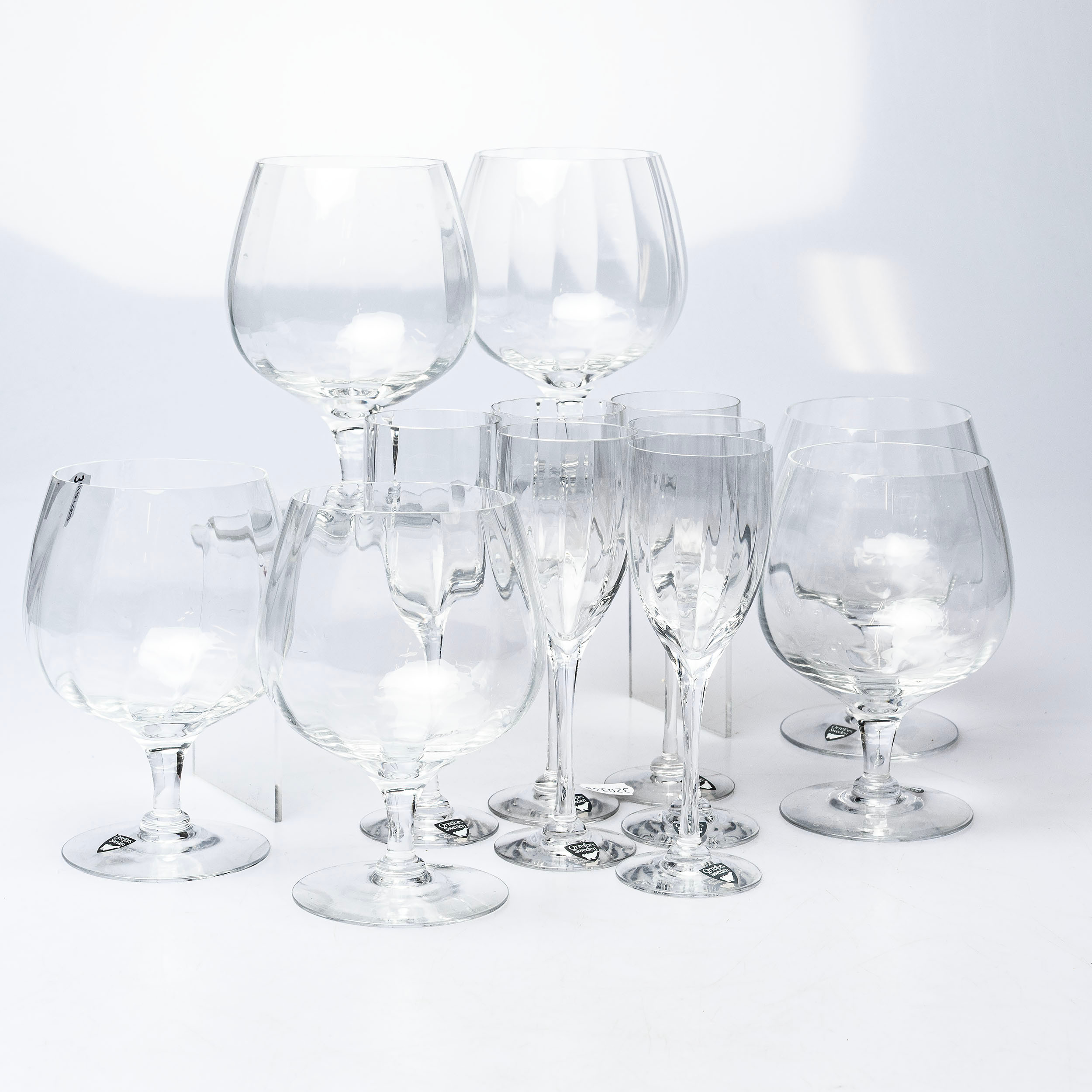 GUNNAR CYRÉN. Glasservisdelar, 12 st " optica " Orrefors.