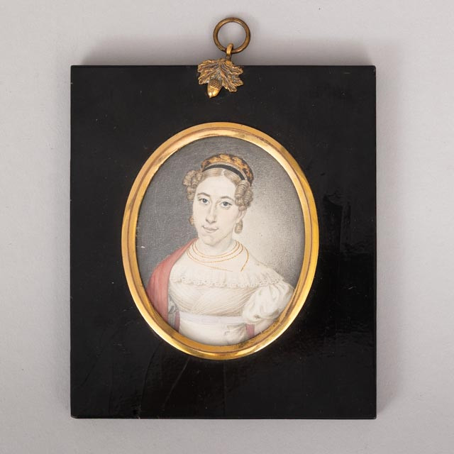 OIDENTIFIERAD KONSTNÄR. Miniatyrmålning, porträtt, tidigt 1800-tal, osignerad.