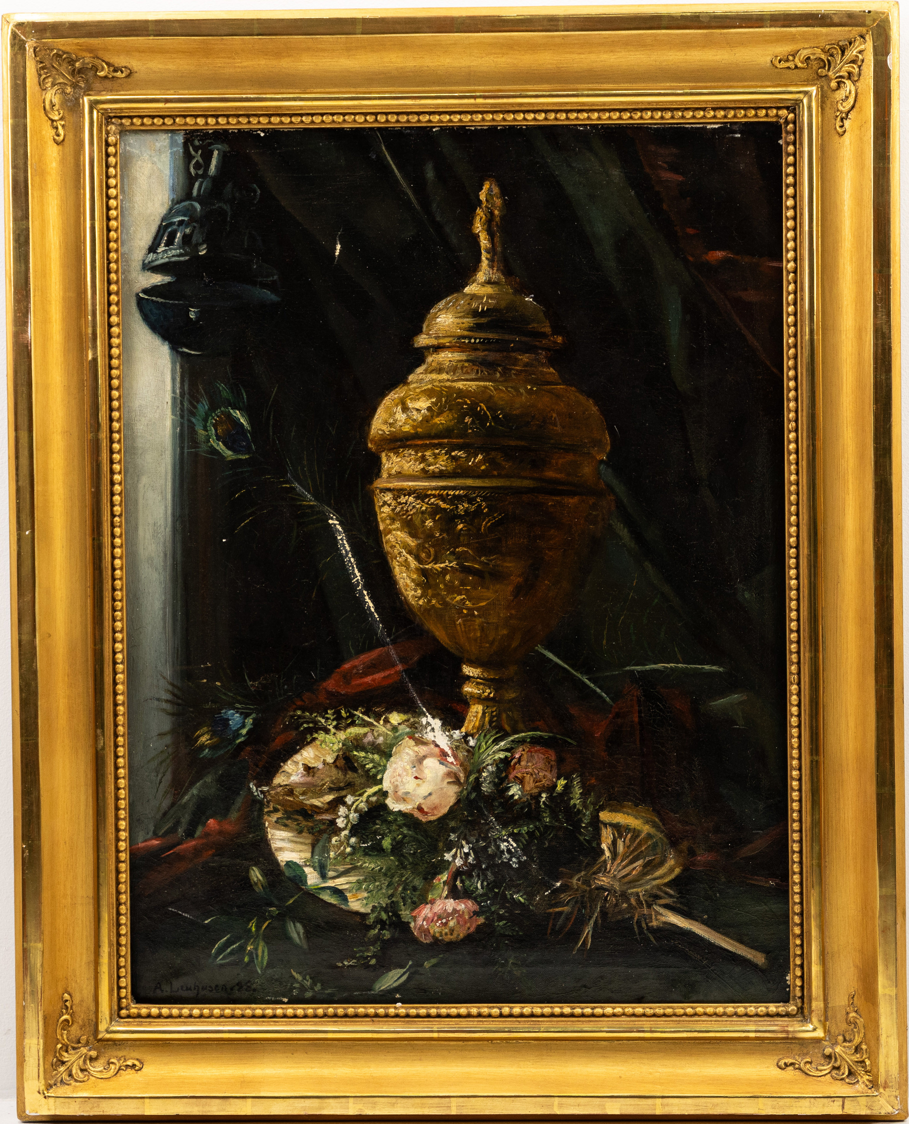 ADELAIDE LEUHUSEN. (1828-1923), olja på duk, signerad, daterad -88.